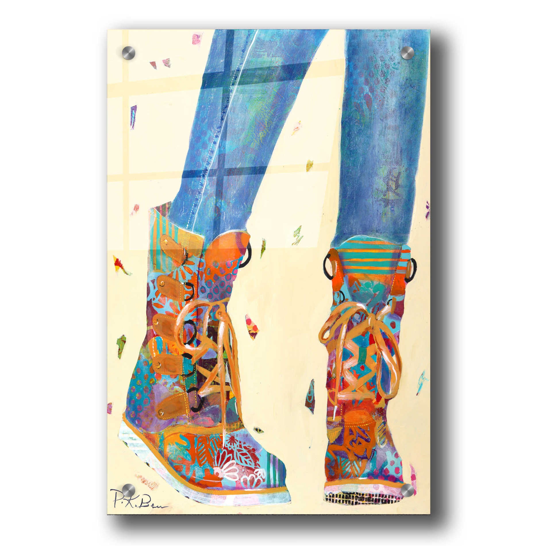'Hiking Boots' by Pamela Beer, Acrylic Wall Art,24x36