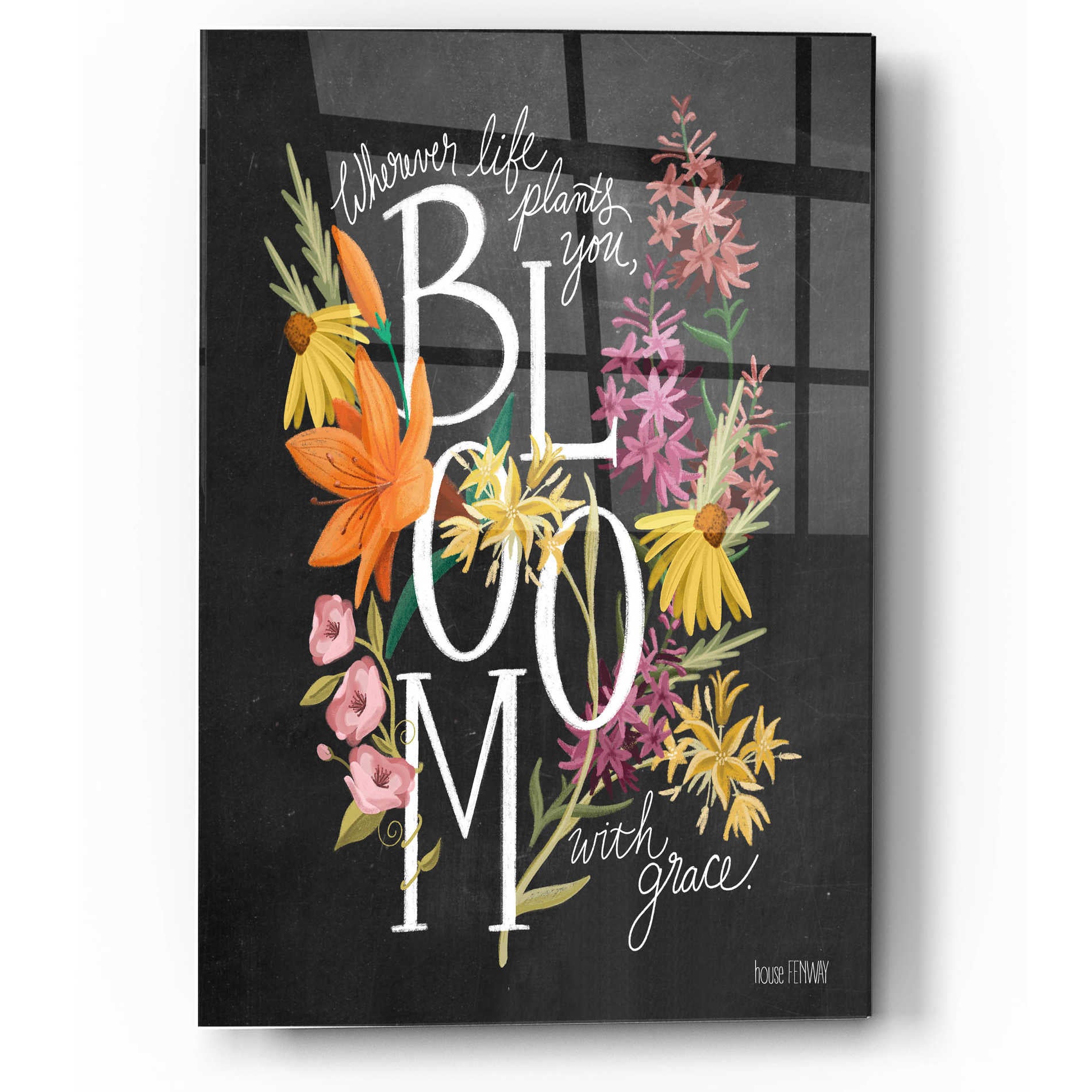 Epic Art 'Bloom with Grace' by House Fenway, Acrylic Glass Wall Art,12x16