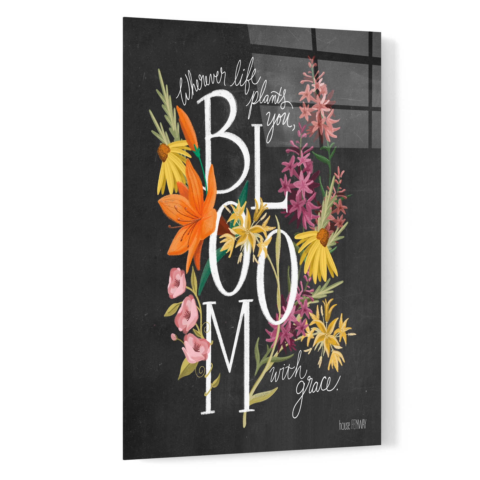 Epic Art 'Bloom with Grace' by House Fenway, Acrylic Glass Wall Art,16x24