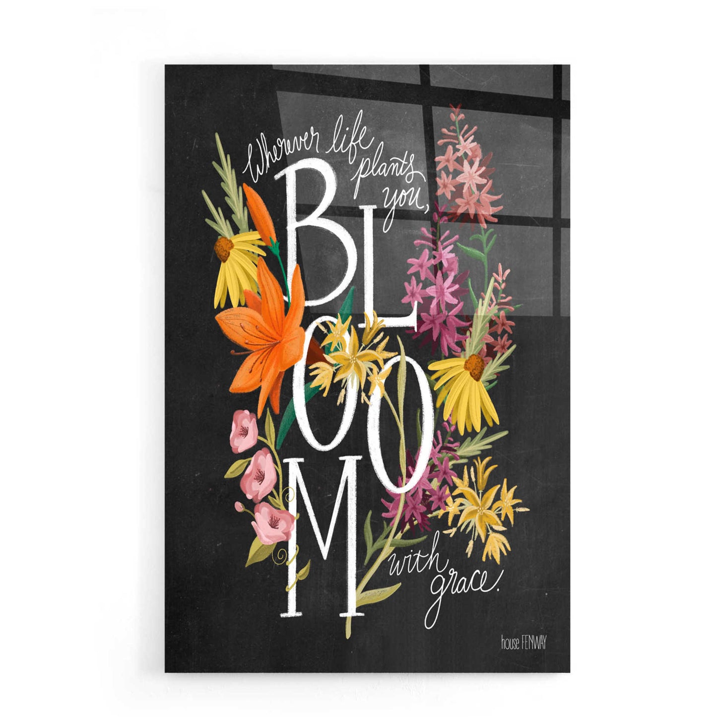 Epic Art 'Bloom with Grace' by House Fenway, Acrylic Glass Wall Art,16x24