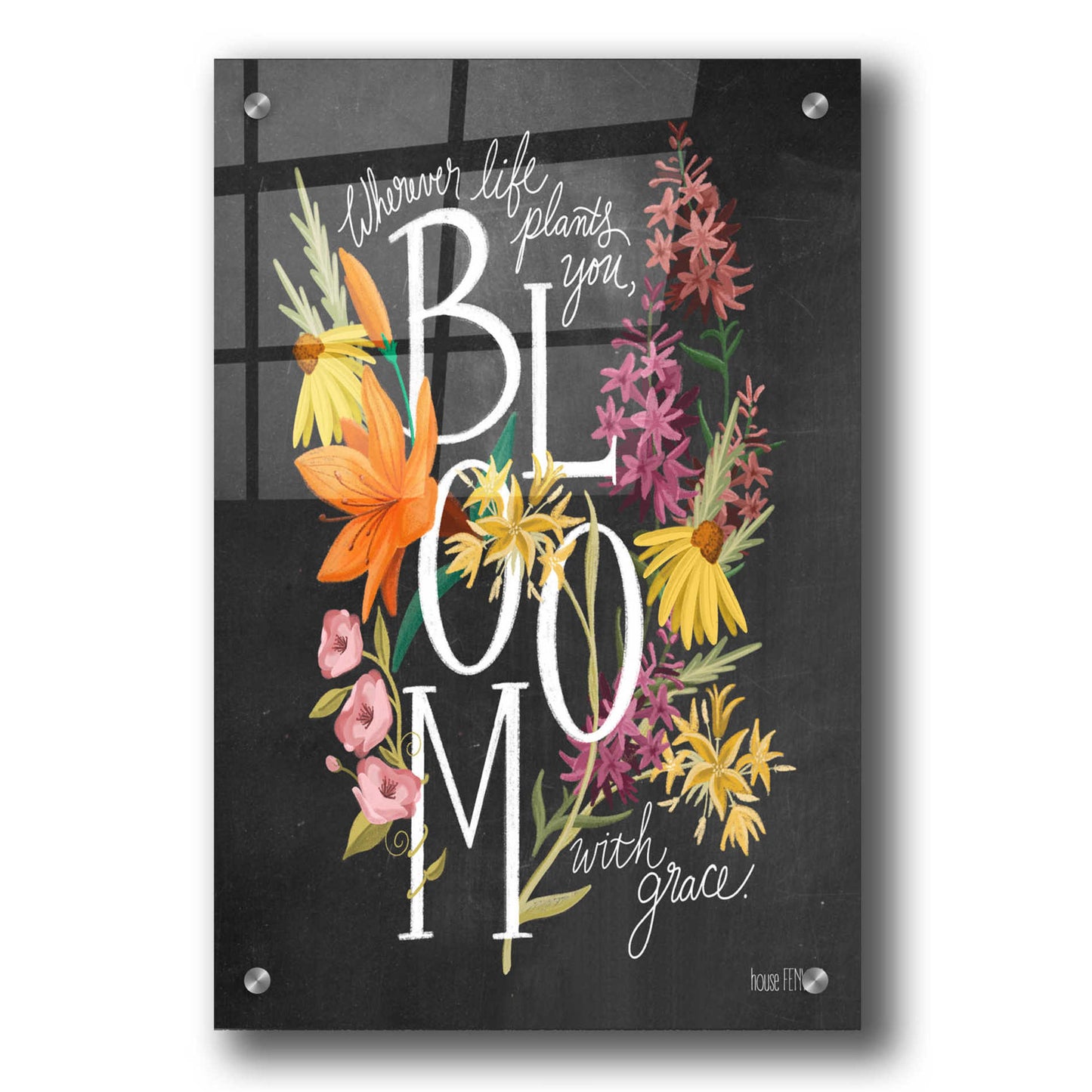 Epic Art 'Bloom with Grace' by House Fenway, Acrylic Glass Wall Art,24x36