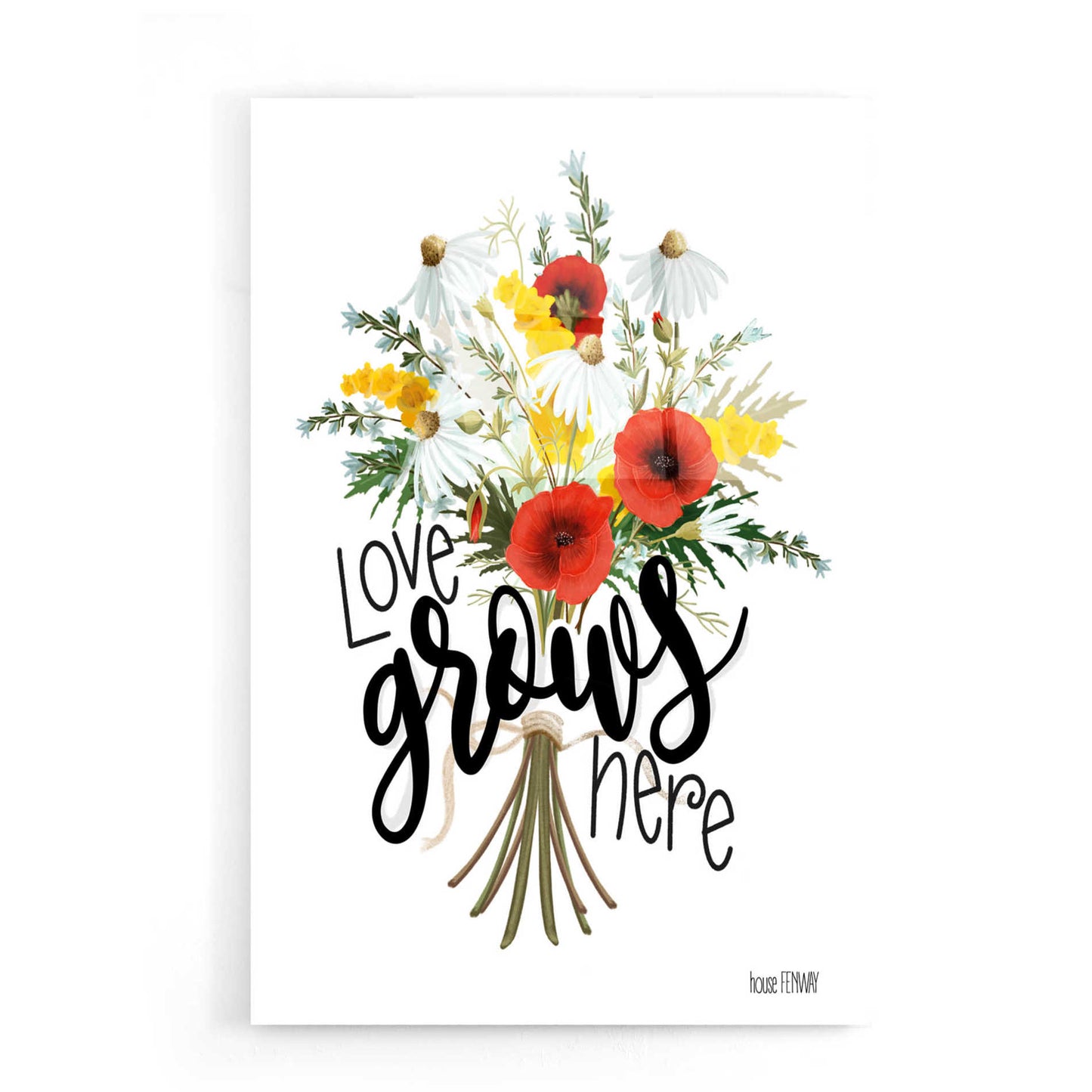 Epic Art 'Love Grows Here' by House Fenway, Acrylic Glass Wall Art,16x24