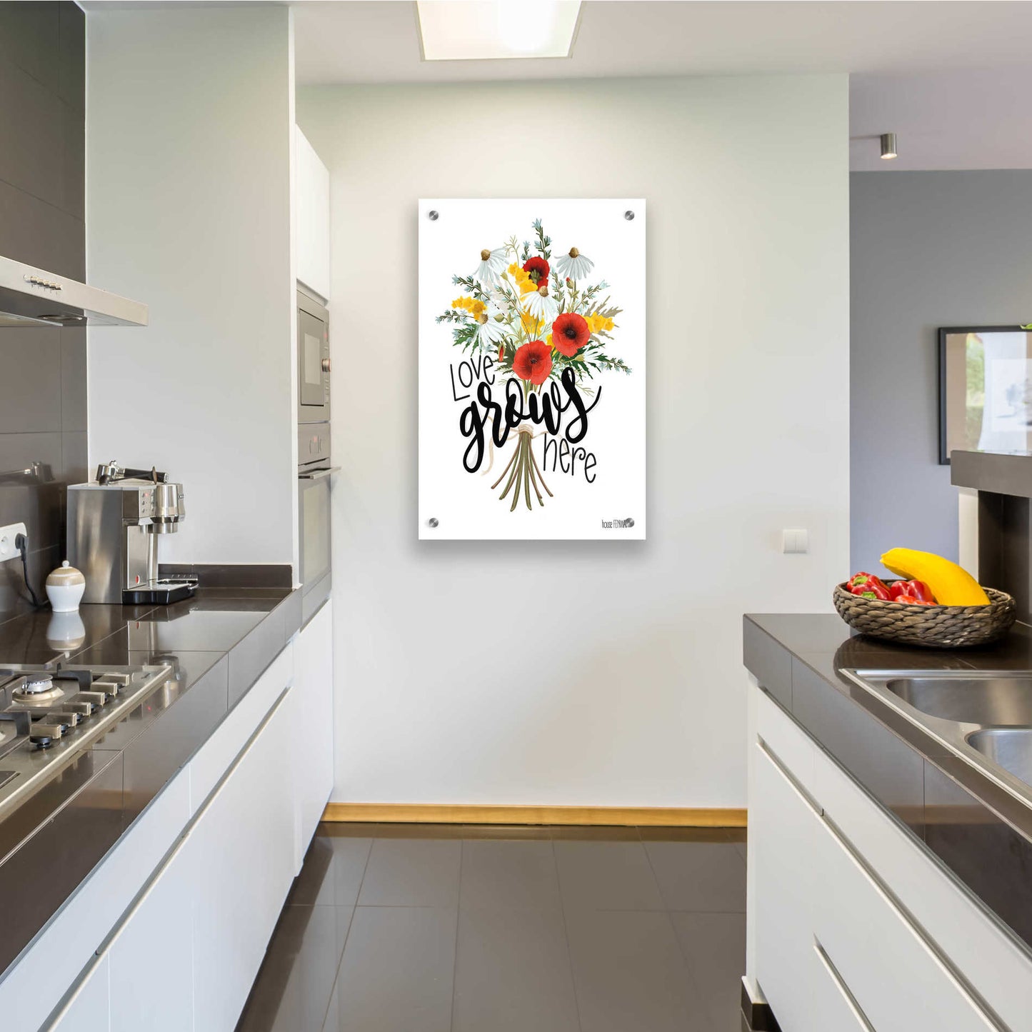 Epic Art 'Love Grows Here' by House Fenway, Acrylic Glass Wall Art,24x36