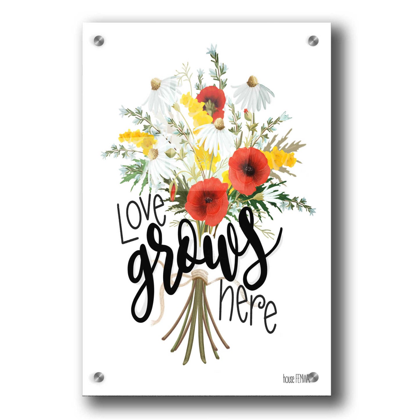 Epic Art 'Love Grows Here' by House Fenway, Acrylic Glass Wall Art,24x36