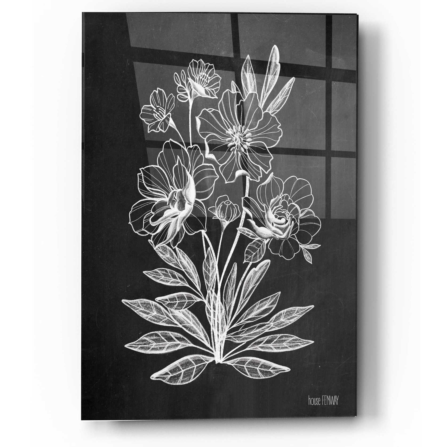 Epic Art 'Vintage Chalkboard Flowers' by House Fenway, Acrylic Glass Wall Art,12x16