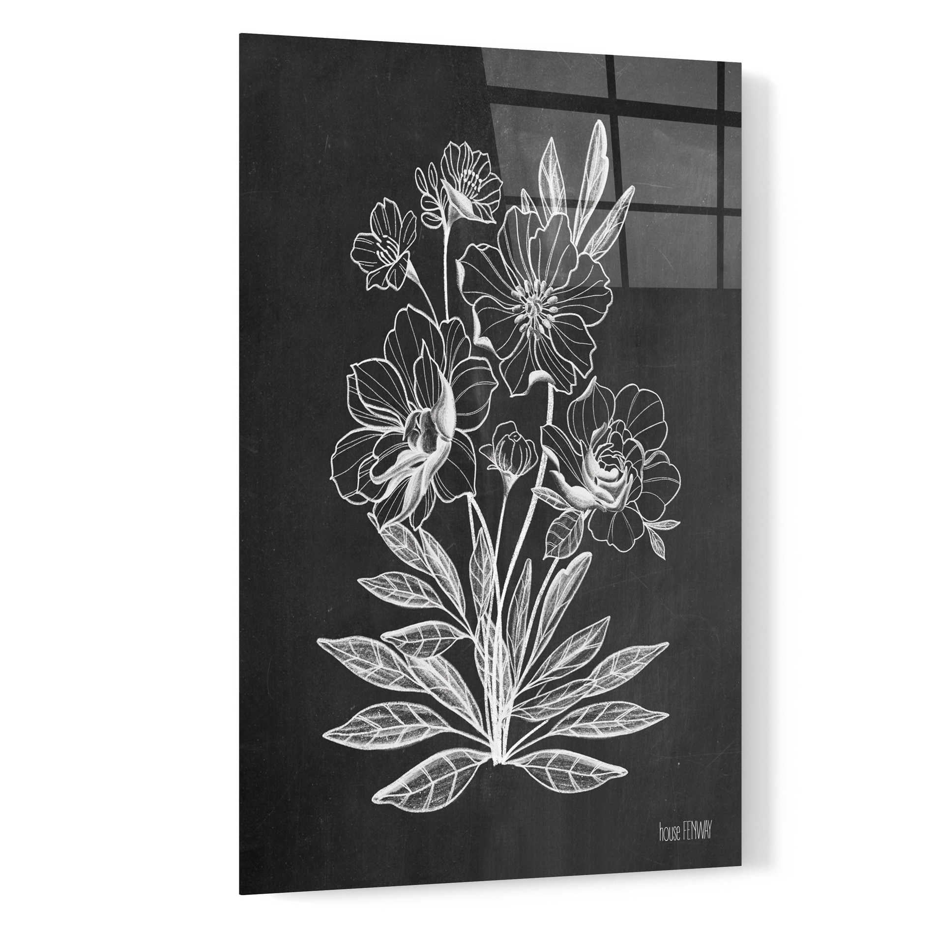 Epic Art 'Vintage Chalkboard Flowers' by House Fenway, Acrylic Glass Wall Art,16x24