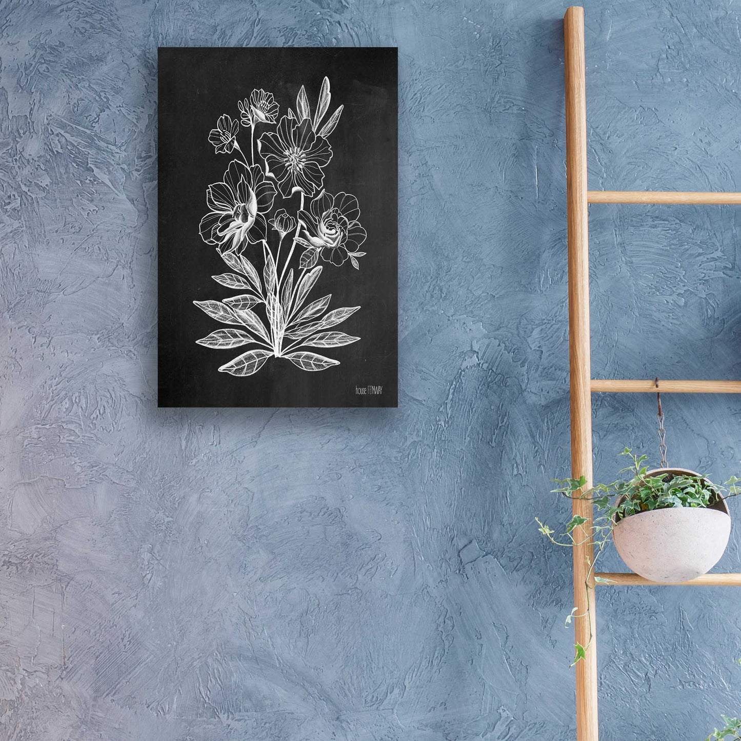 Epic Art 'Vintage Chalkboard Flowers' by House Fenway, Acrylic Glass Wall Art,16x24