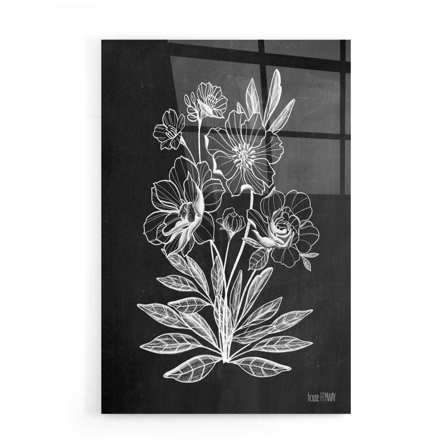 Epic Art 'Vintage Chalkboard Flowers' by House Fenway, Acrylic Glass Wall Art,16x24