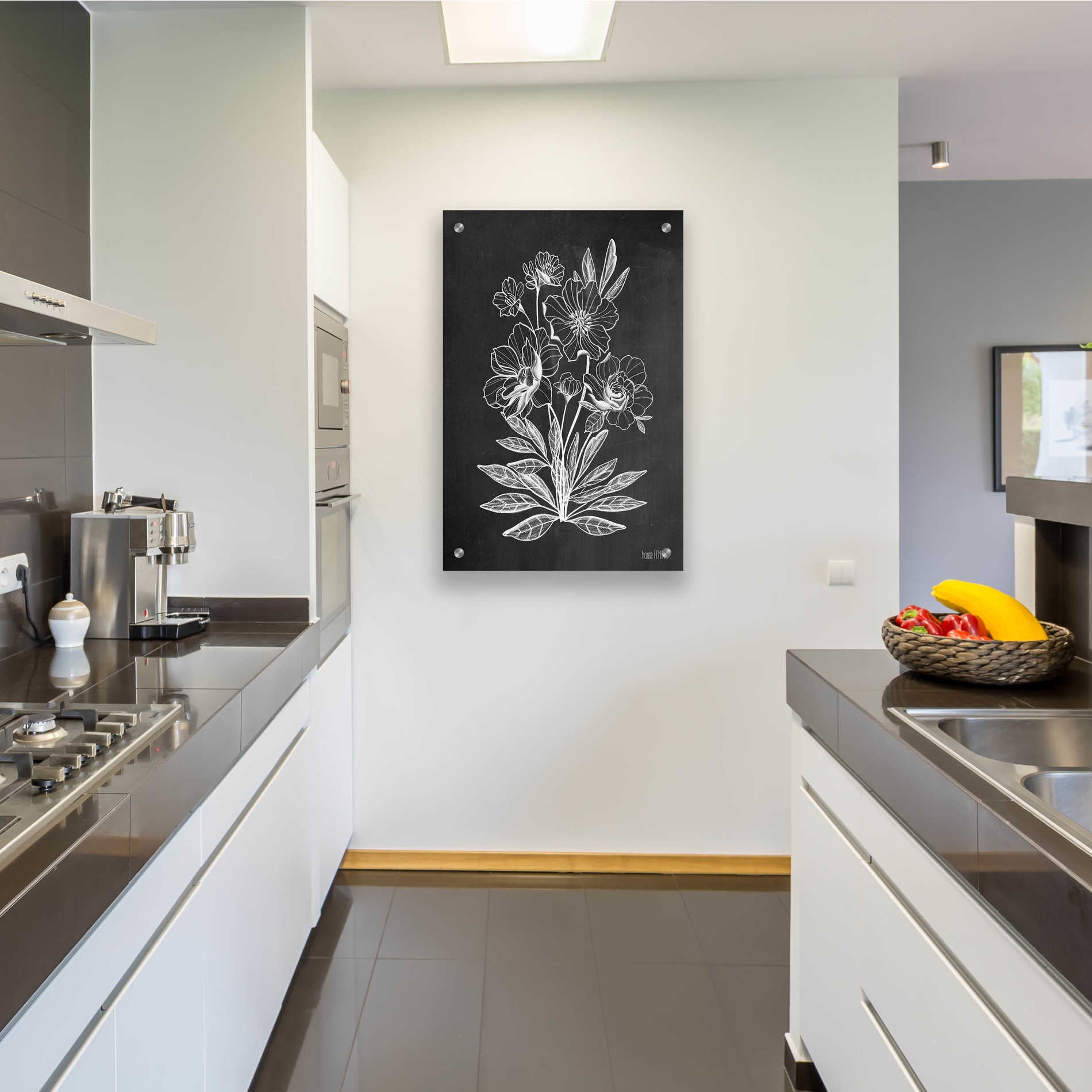 Epic Art 'Vintage Chalkboard Flowers' by House Fenway, Acrylic Glass Wall Art,24x36