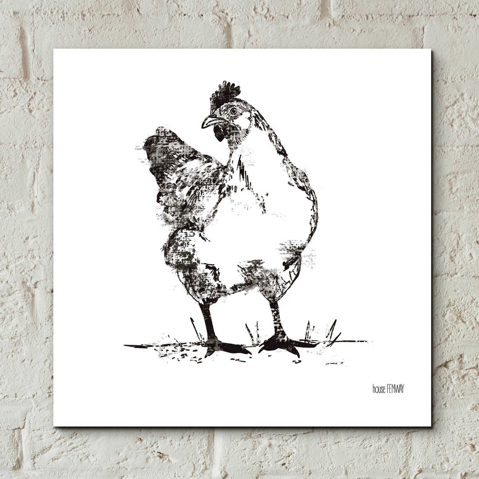 Epic Art 'Farmhouse Chicken' by House Fenway, Acrylic Glass Wall Art,12x12