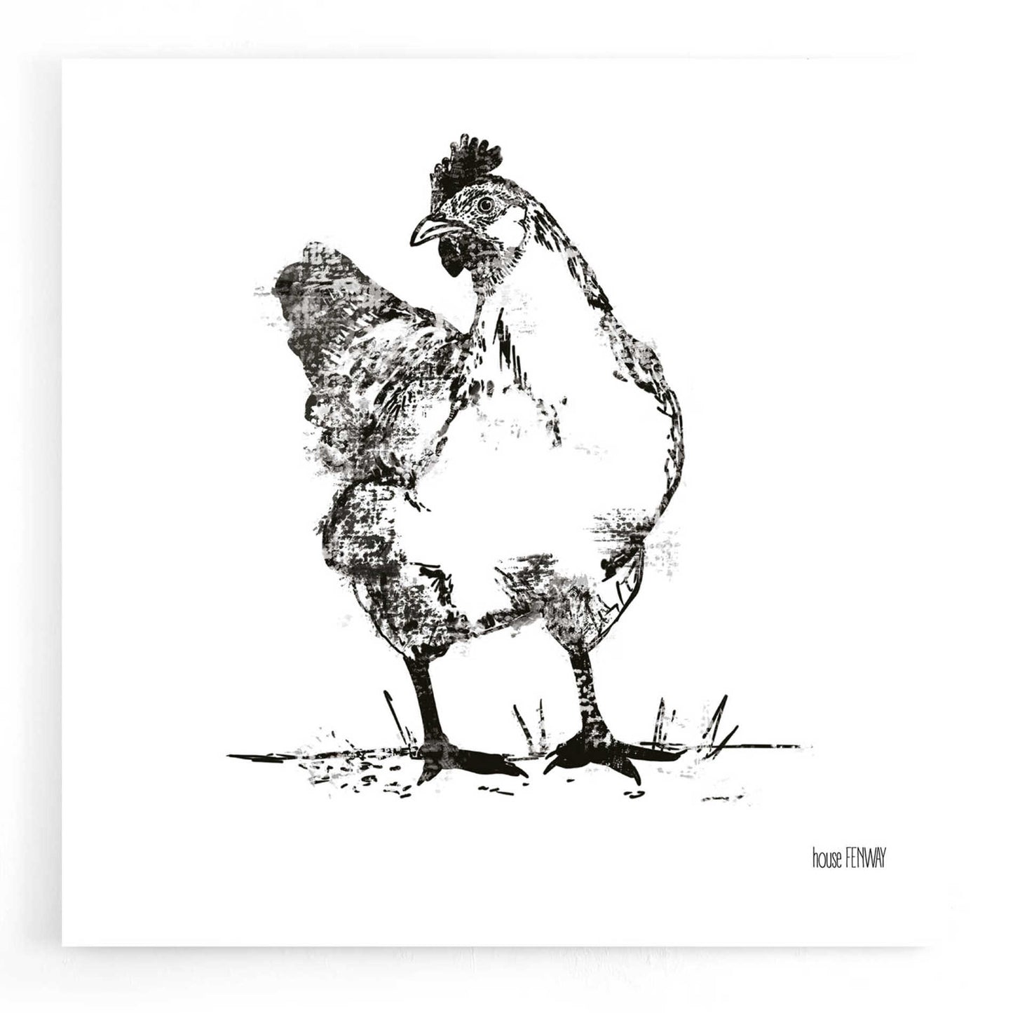 Epic Art 'Farmhouse Chicken' by House Fenway, Acrylic Glass Wall Art,12x12