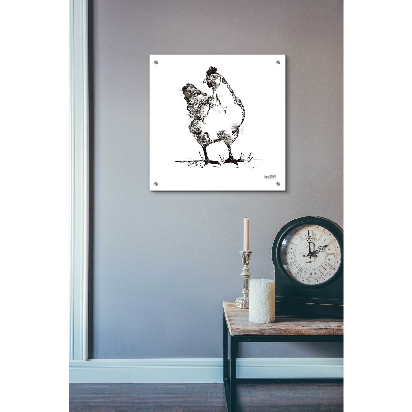 Epic Art 'Farmhouse Chicken' by House Fenway, Acrylic Glass Wall Art,24x24