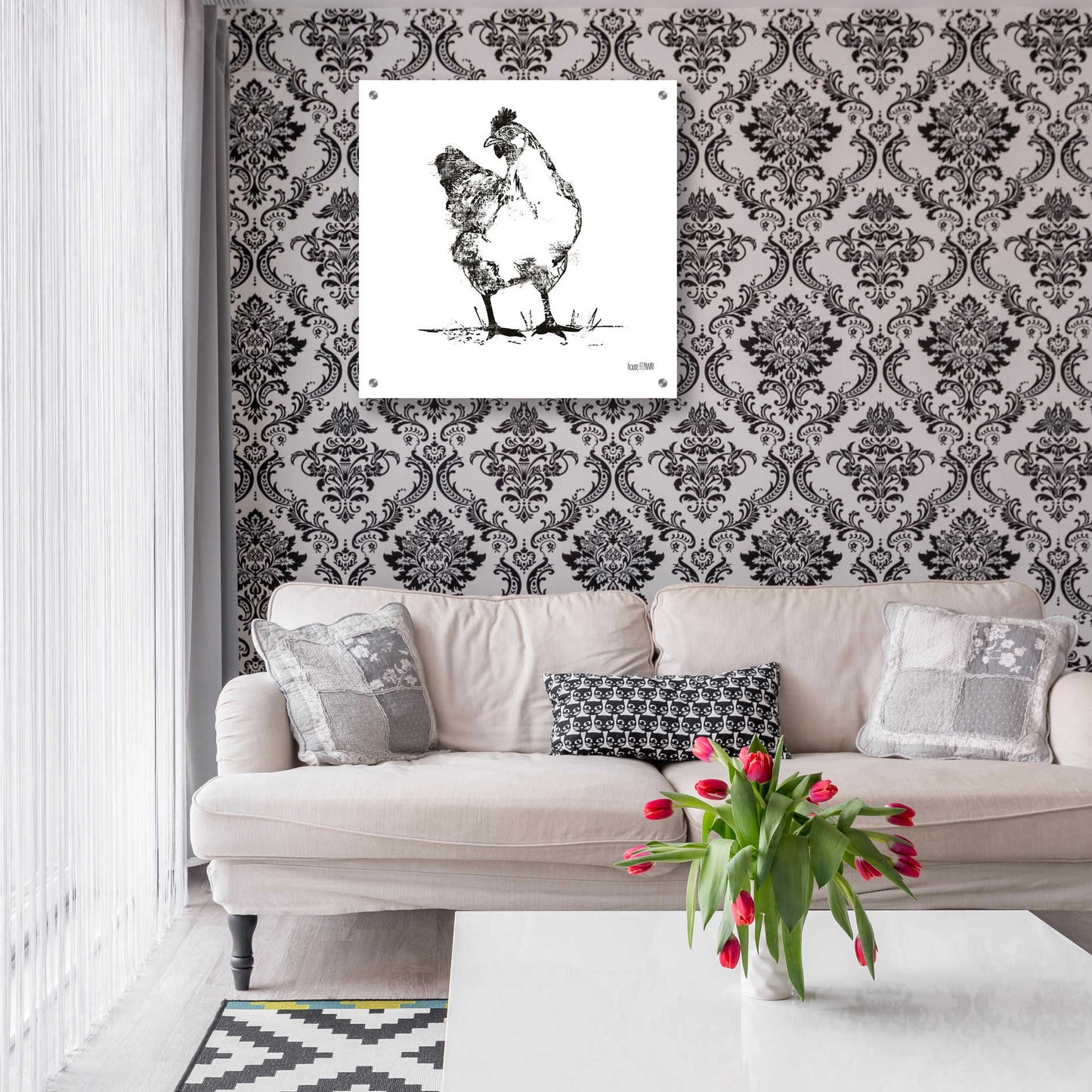 Epic Art 'Farmhouse Chicken' by House Fenway, Acrylic Glass Wall Art,24x24