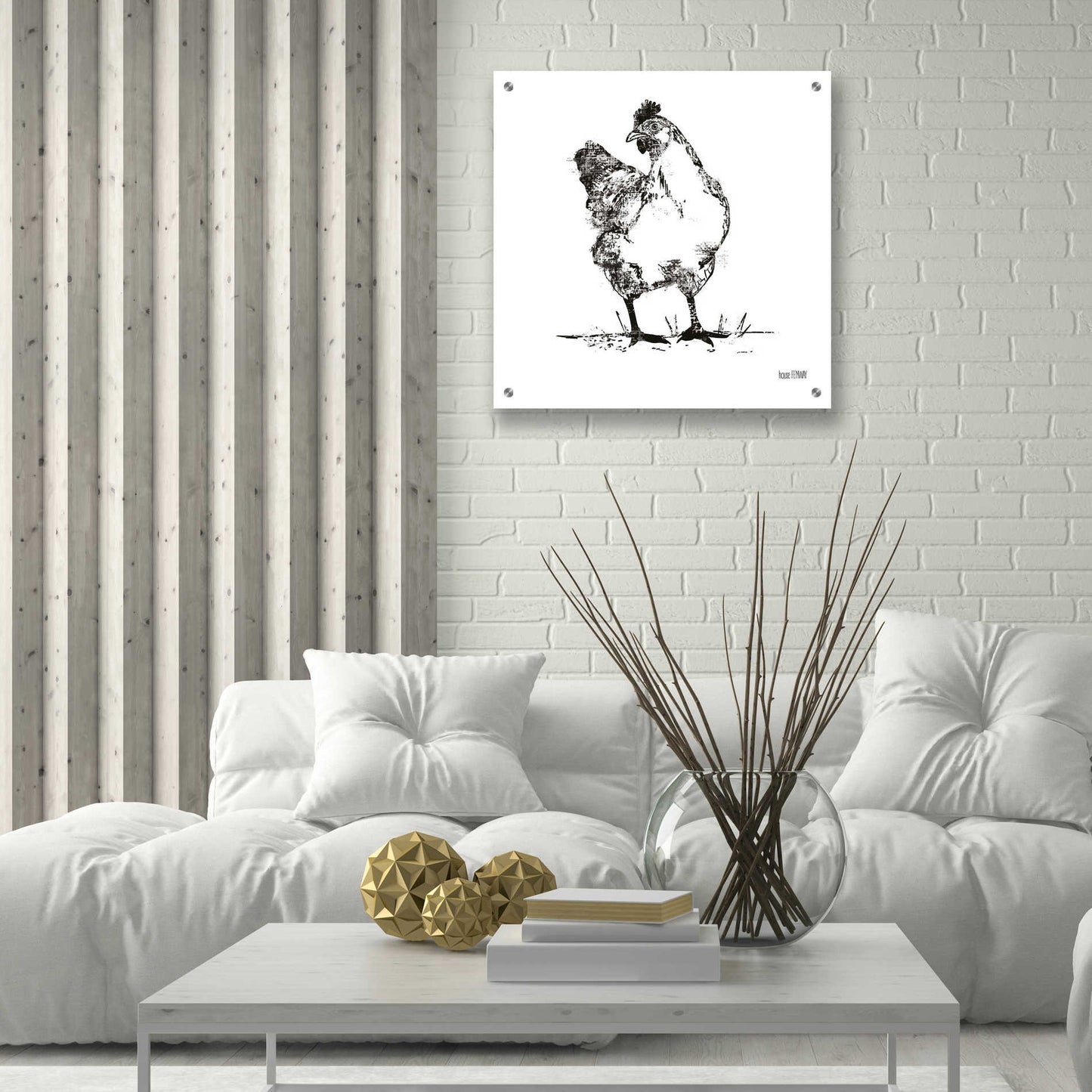 Epic Art 'Farmhouse Chicken' by House Fenway, Acrylic Glass Wall Art,24x24