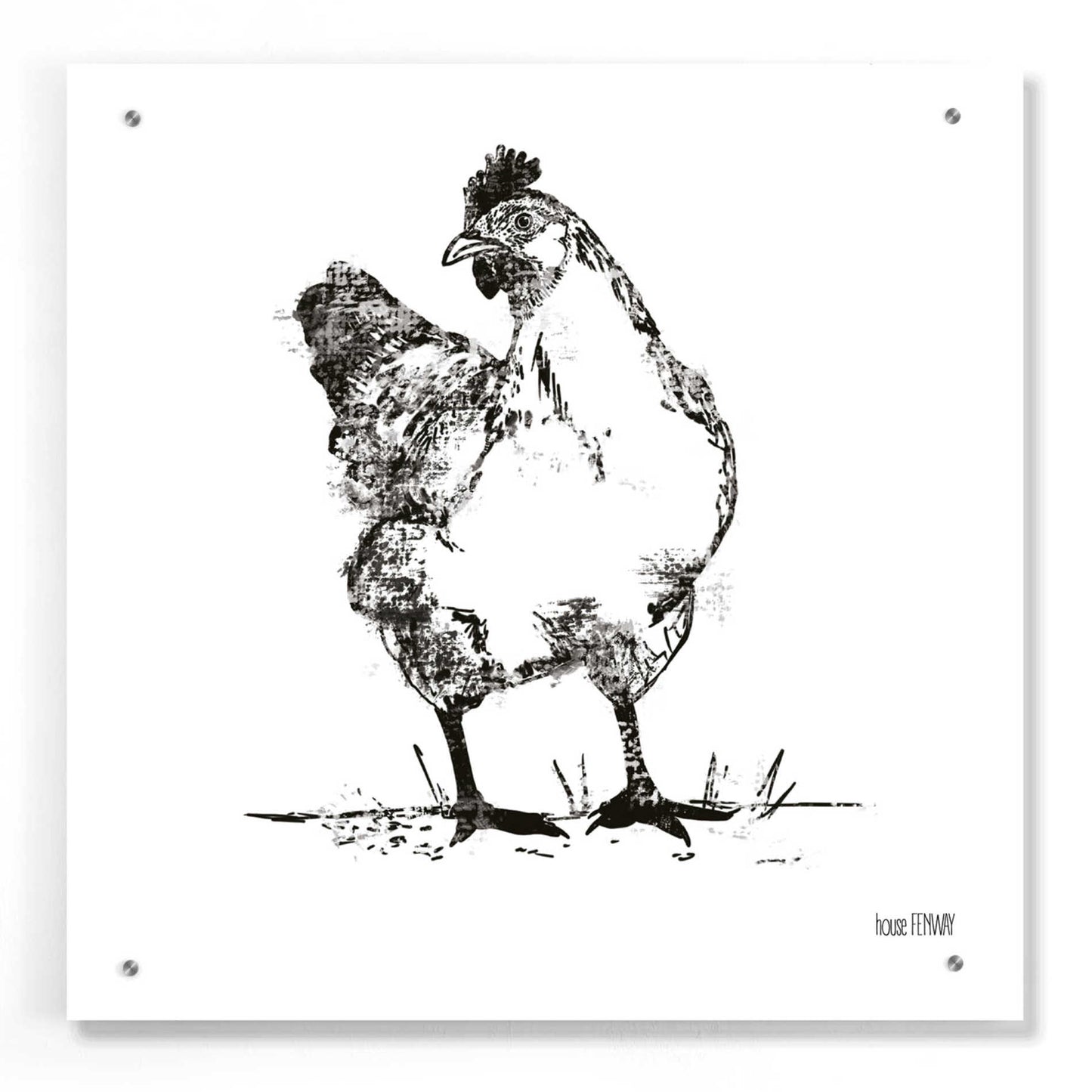 Epic Art 'Farmhouse Chicken' by House Fenway, Acrylic Glass Wall Art,24x24