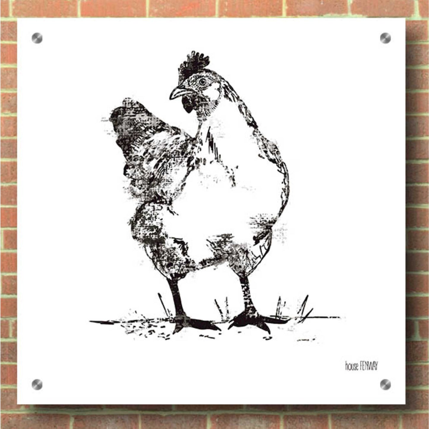 Epic Art 'Farmhouse Chicken' by House Fenway, Acrylic Glass Wall Art,36x36