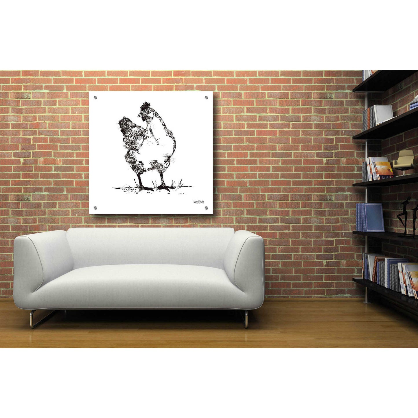 Epic Art 'Farmhouse Chicken' by House Fenway, Acrylic Glass Wall Art,36x36