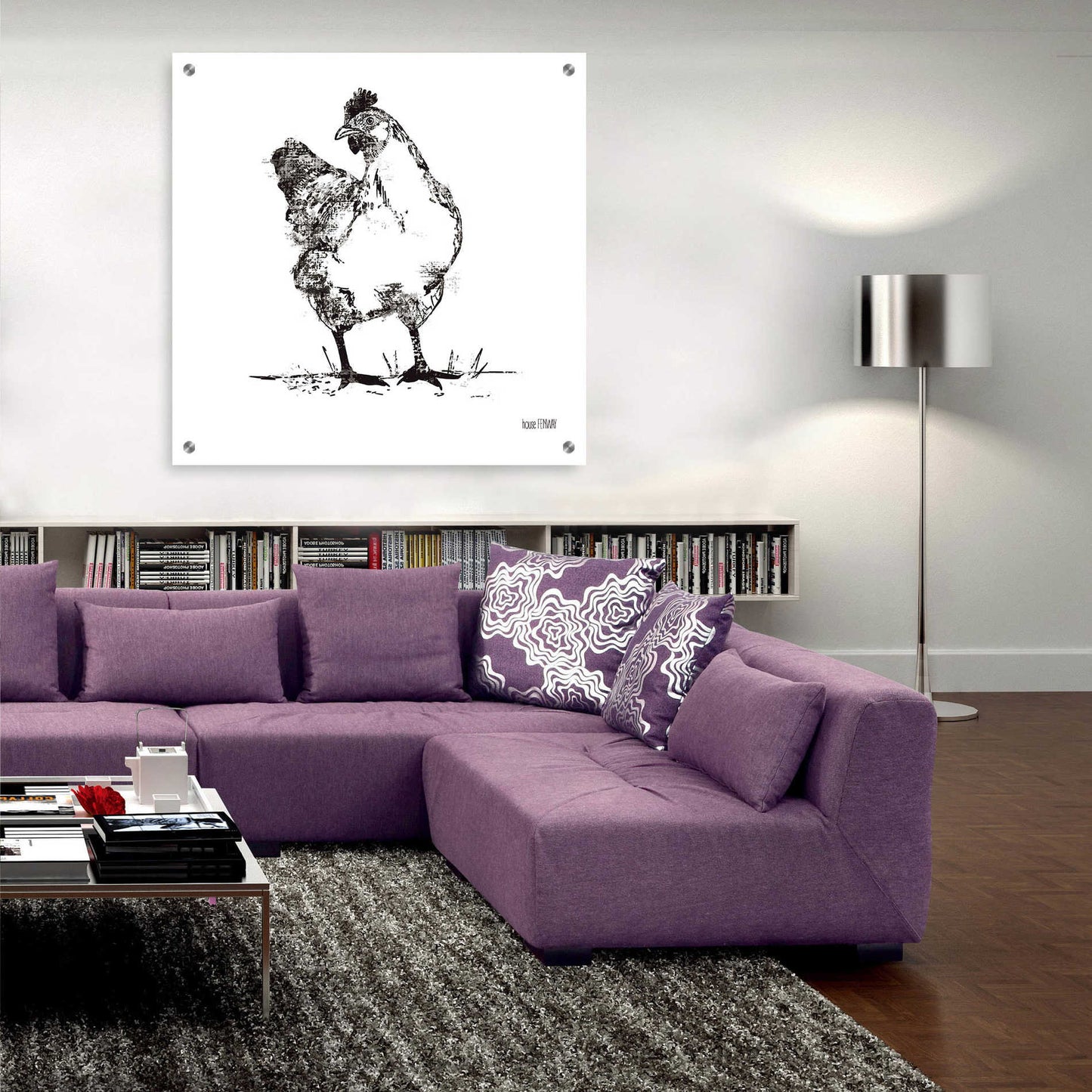 Epic Art 'Farmhouse Chicken' by House Fenway, Acrylic Glass Wall Art,36x36