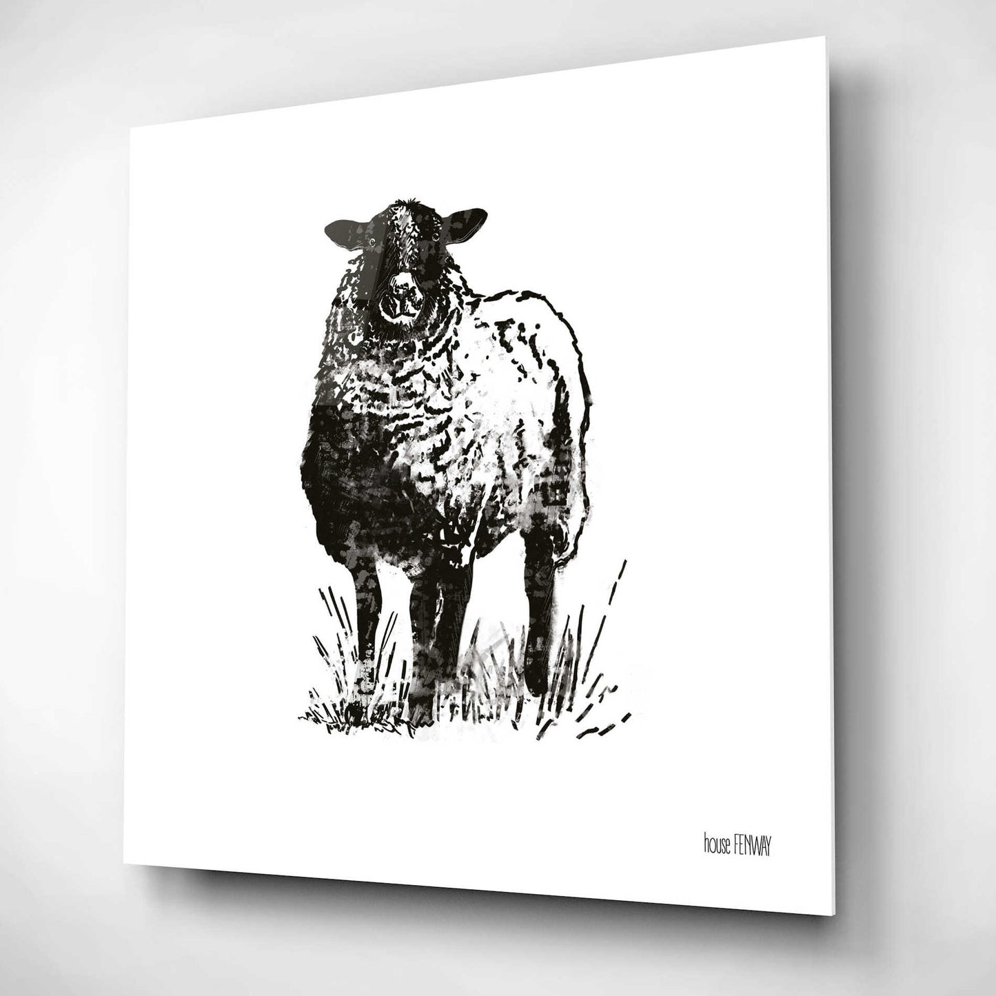 Epic Art 'Farmhouse Sheep' by House Fenway, Acrylic Glass Wall Art,12x12