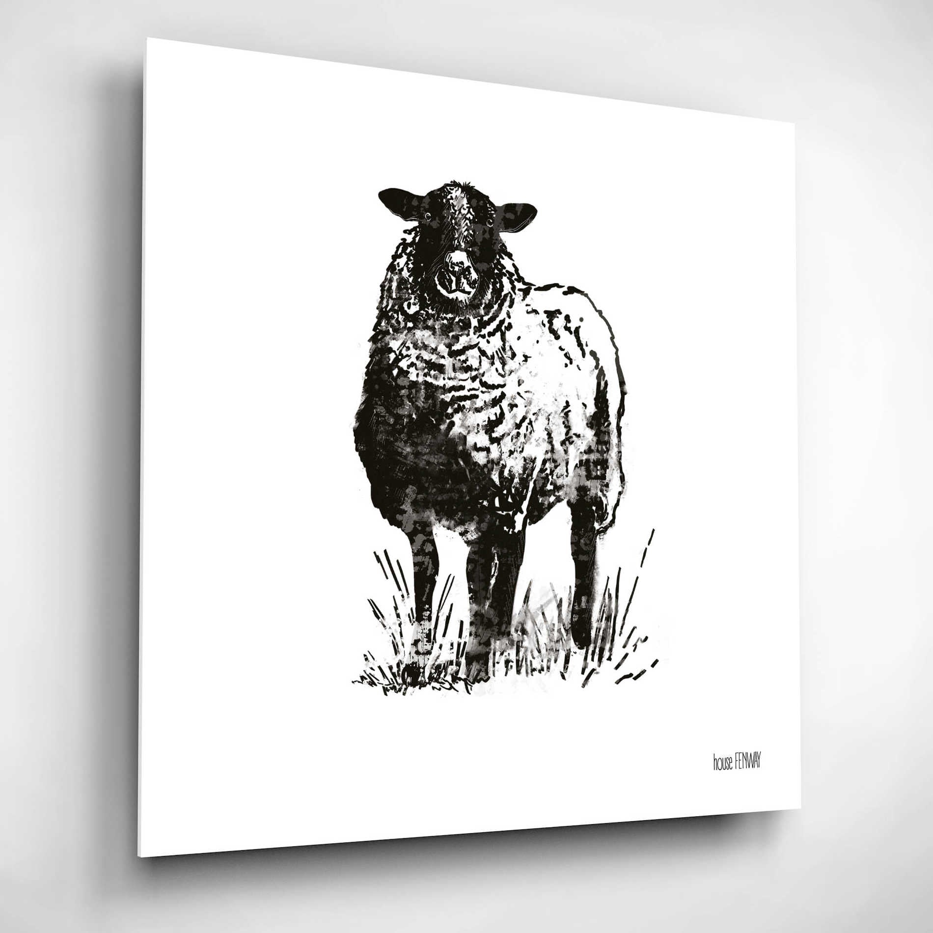 Epic Art 'Farmhouse Sheep' by House Fenway, Acrylic Glass Wall Art,12x12