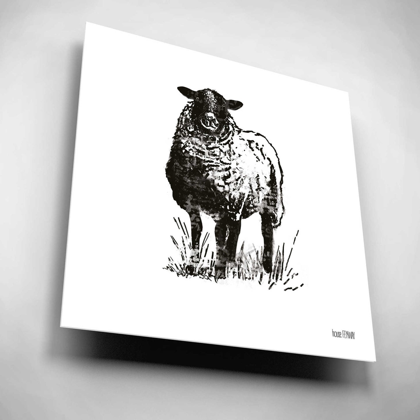 Epic Art 'Farmhouse Sheep' by House Fenway, Acrylic Glass Wall Art,12x12