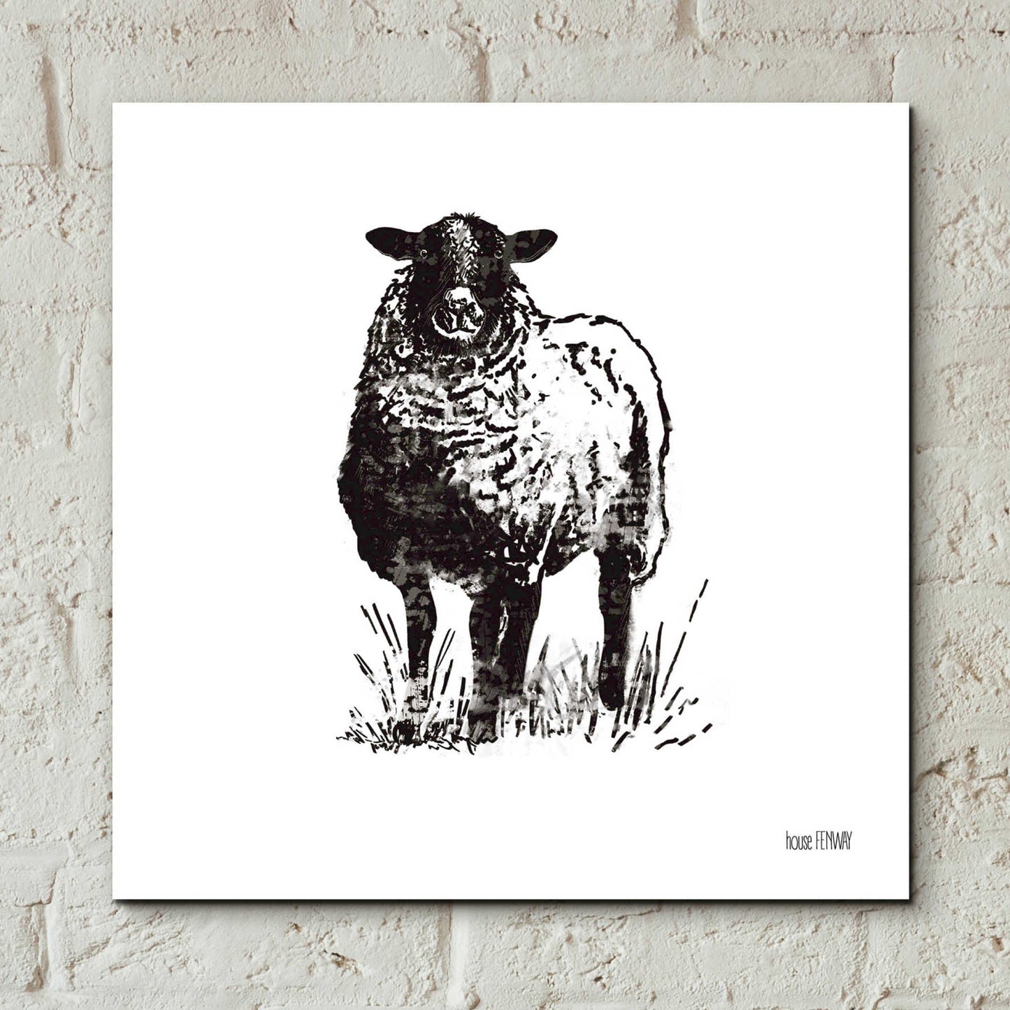 Epic Art 'Farmhouse Sheep' by House Fenway, Acrylic Glass Wall Art,12x12