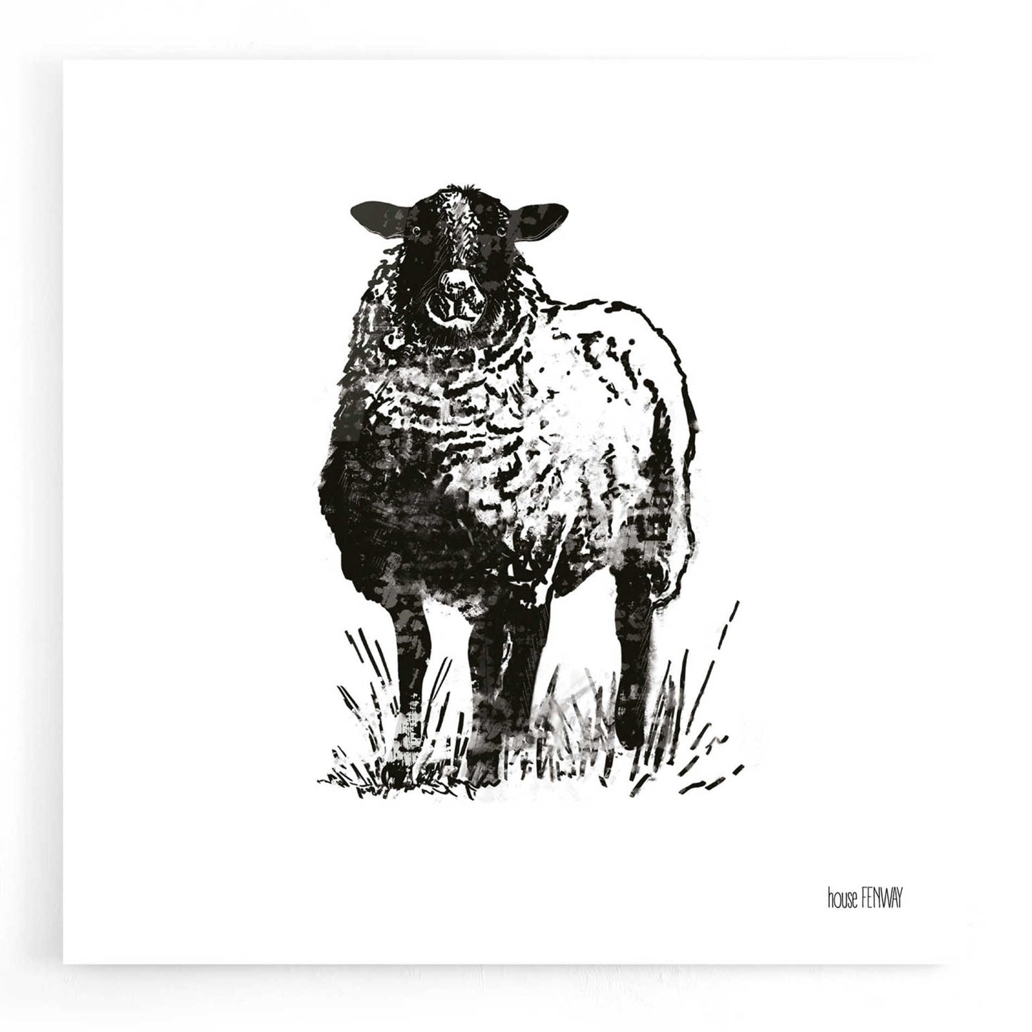 Epic Art 'Farmhouse Sheep' by House Fenway, Acrylic Glass Wall Art,12x12