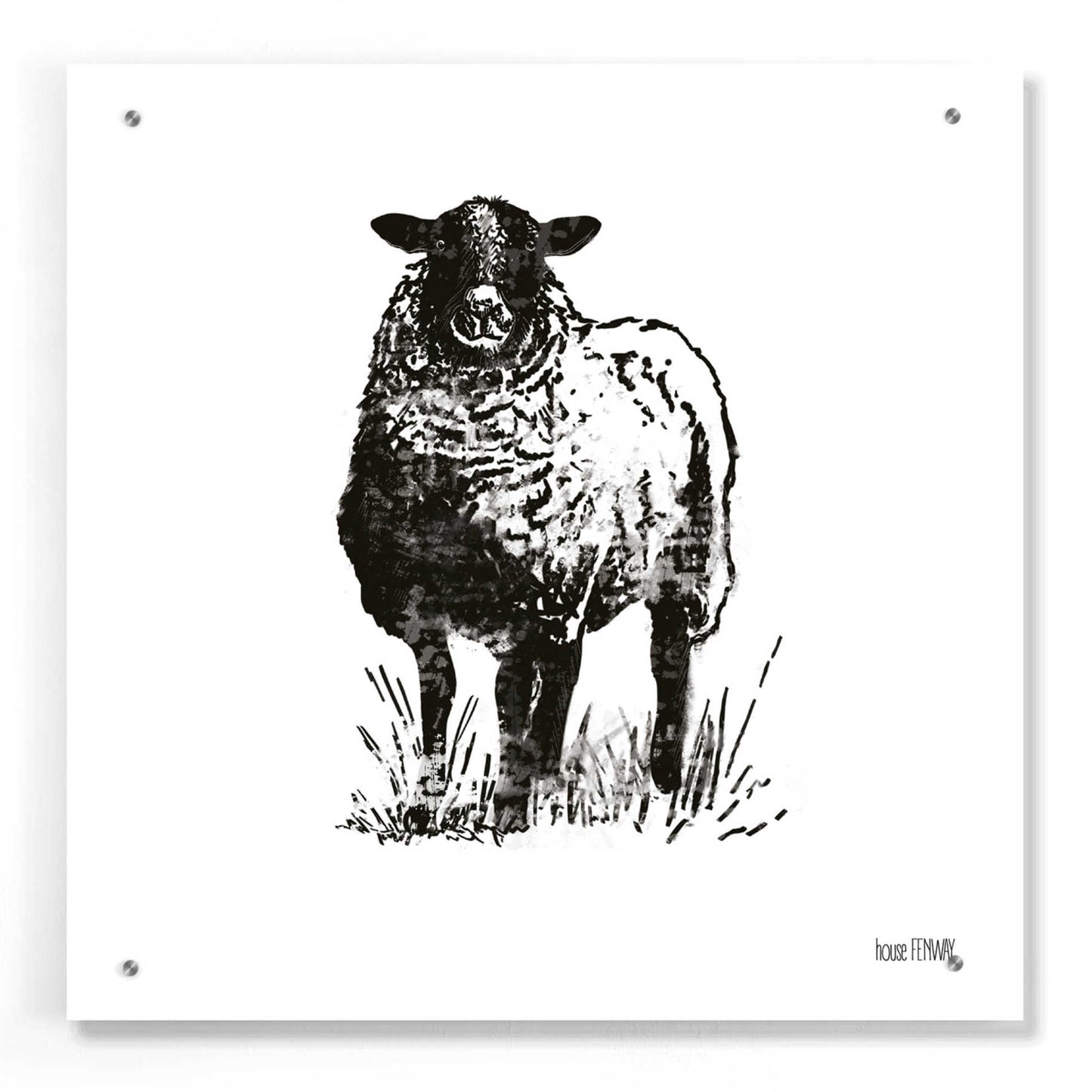 Epic Art 'Farmhouse Sheep' by House Fenway, Acrylic Glass Wall Art,24x24