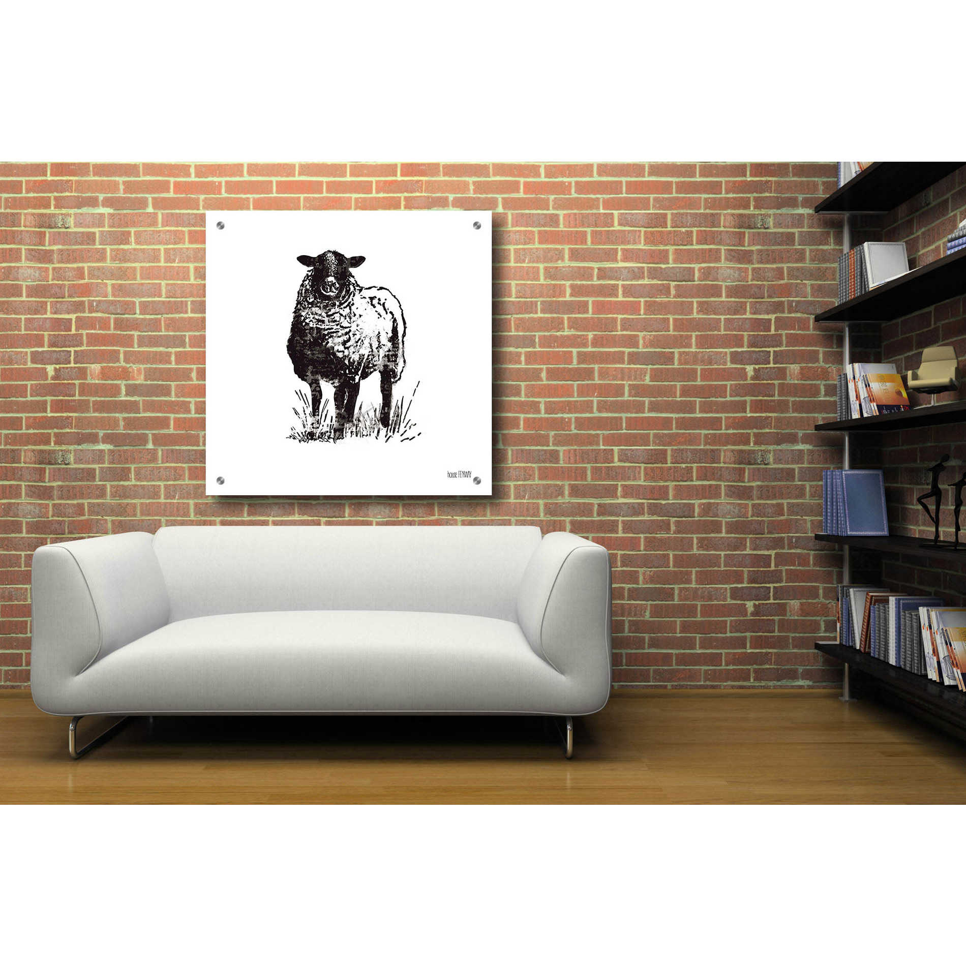 Epic Art 'Farmhouse Sheep' by House Fenway, Acrylic Glass Wall Art,36x36