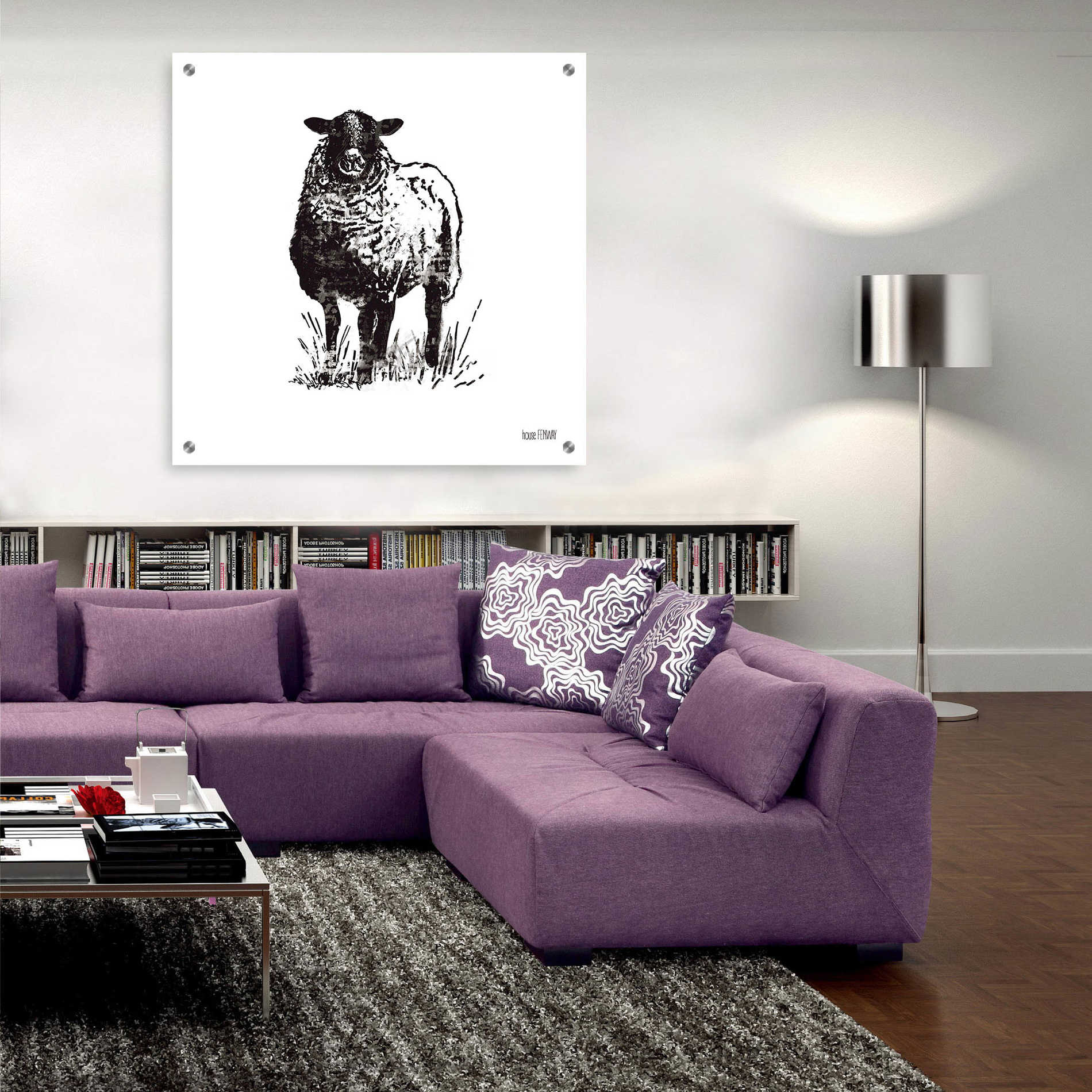 Epic Art 'Farmhouse Sheep' by House Fenway, Acrylic Glass Wall Art,36x36