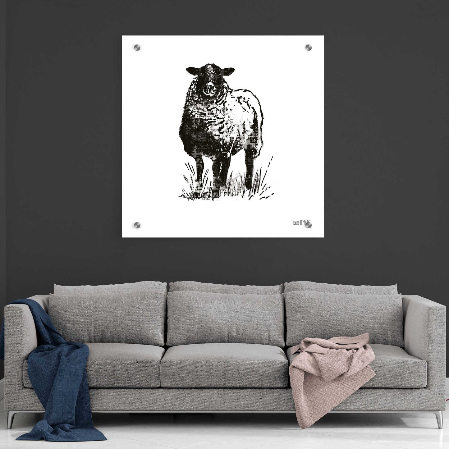 Epic Art 'Farmhouse Sheep' by House Fenway, Acrylic Glass Wall Art,36x36