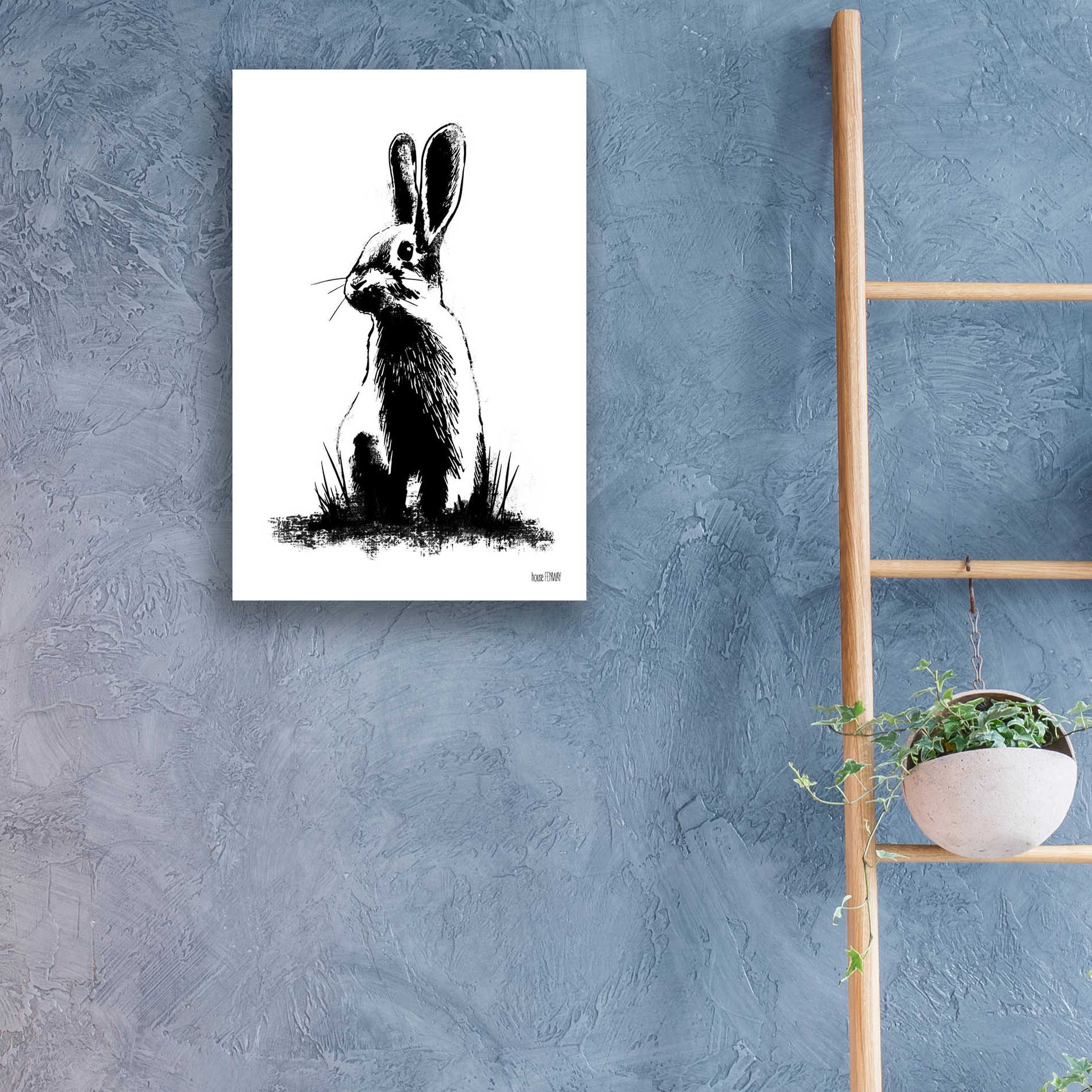 Epic Art 'Farmhouse Rabbit' by House Fenway, Acrylic Glass Wall Art,16x24