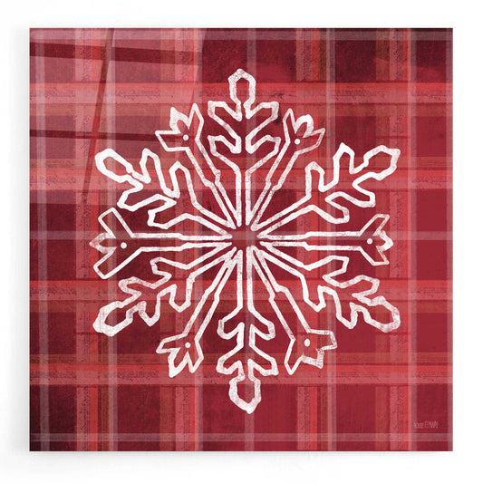 Epic Art 'Red Plaid Snowflakes' by House Fenway, Acrylic Glass Wall Art