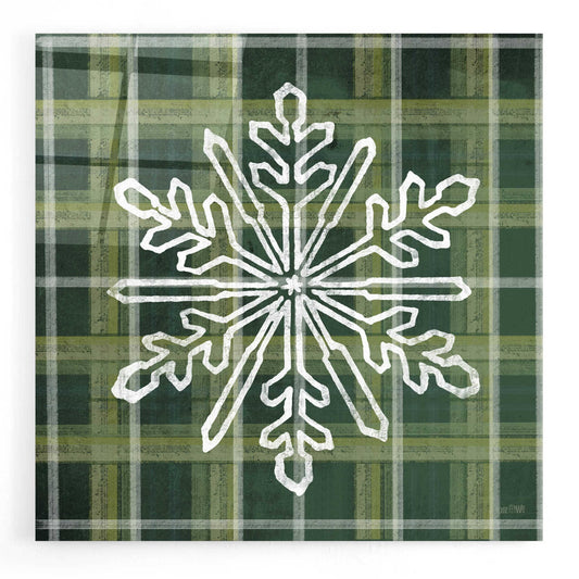 Epic Art 'Green Plaid Snowflakes' by House Fenway, Acrylic Glass Wall Art