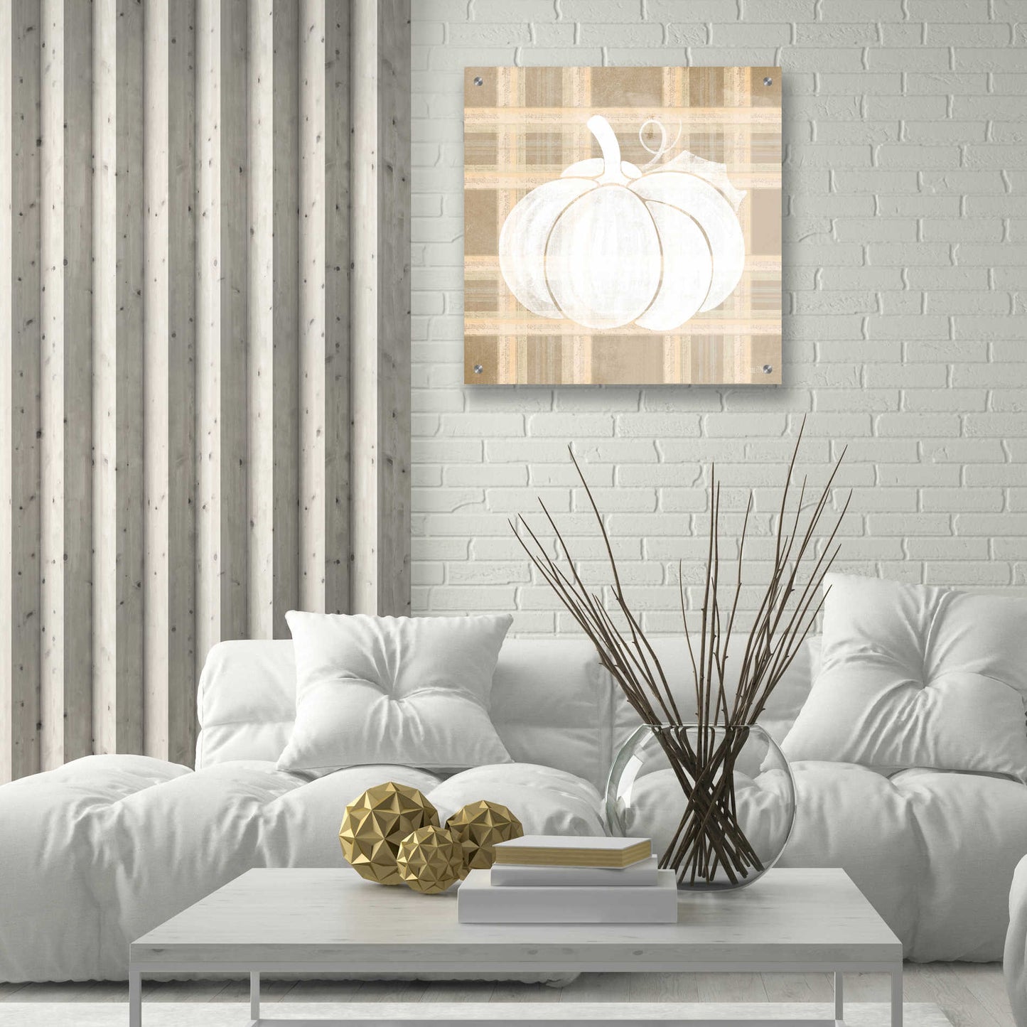 Epic Art 'Plaid Pumpkin I' by House Fenway, Acrylic Glass Wall Art,24x24