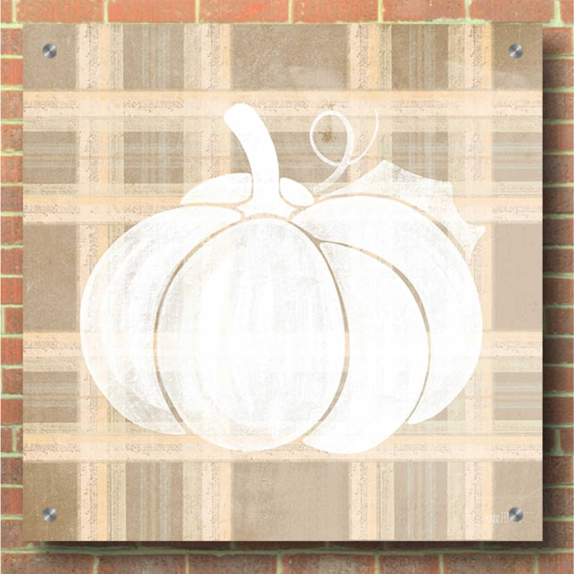 Epic Art 'Plaid Pumpkin I' by House Fenway, Acrylic Glass Wall Art,36x36