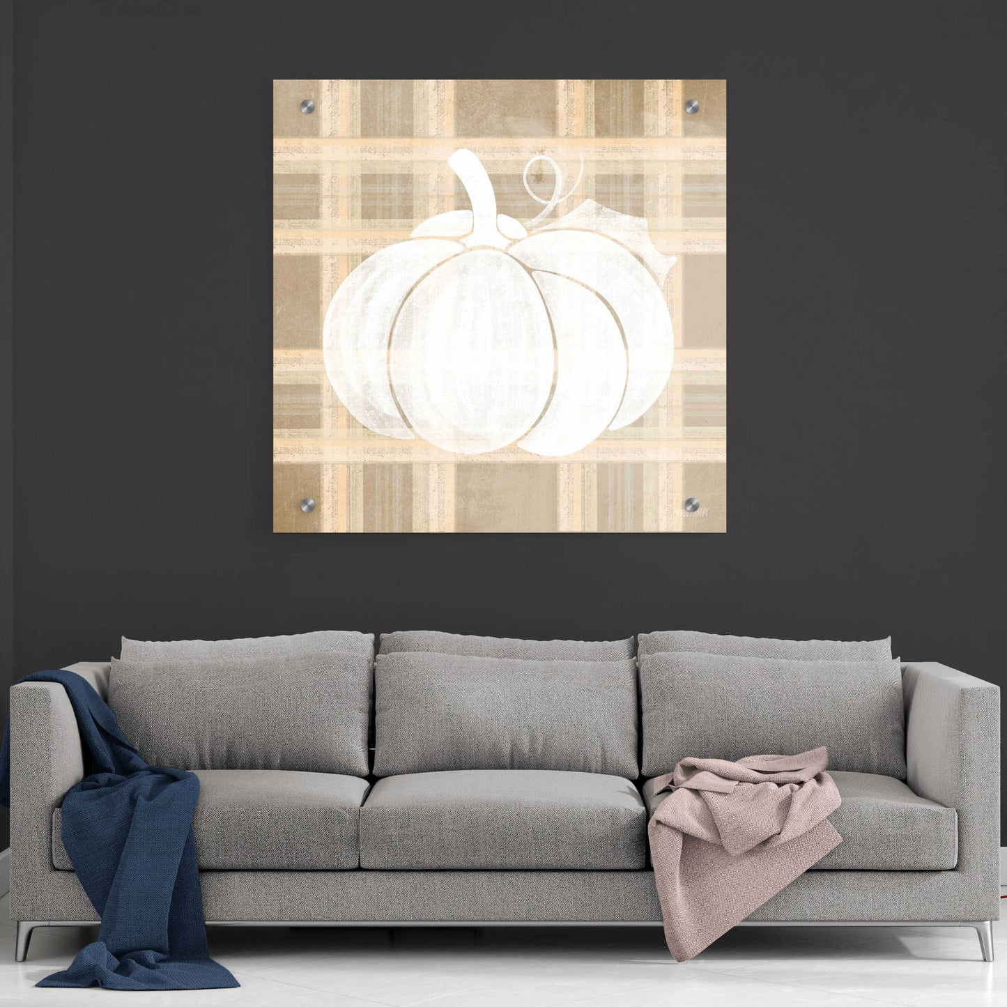 Epic Art 'Plaid Pumpkin I' by House Fenway, Acrylic Glass Wall Art,36x36