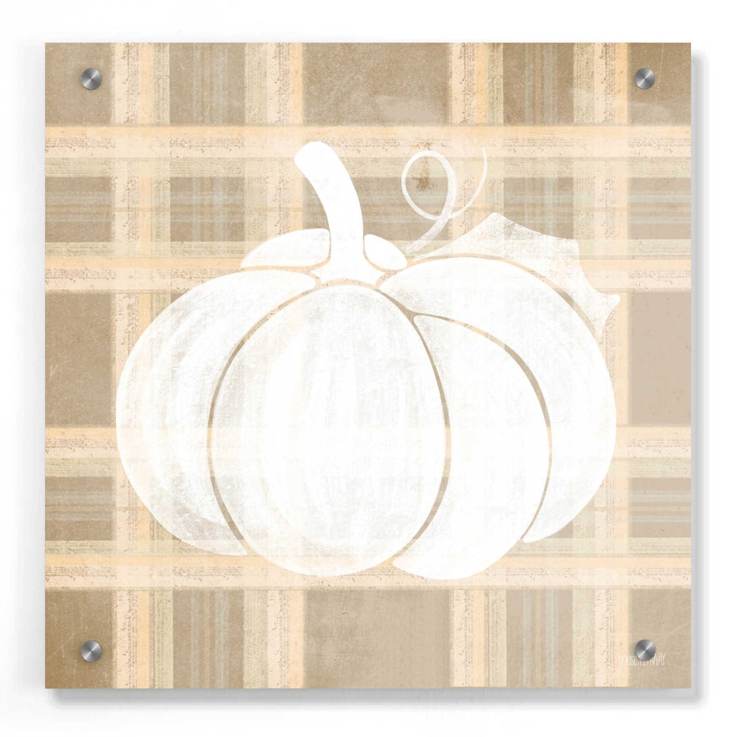 Epic Art 'Plaid Pumpkin I' by House Fenway, Acrylic Glass Wall Art,36x36