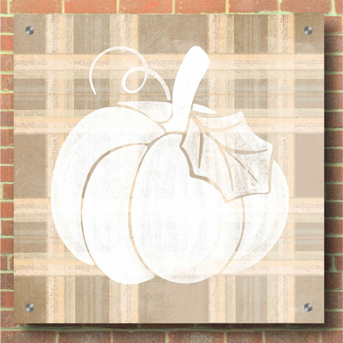 Epic Art 'Plaid Pumpkin II' by House Fenway, Acrylic Glass Wall Art,36x36