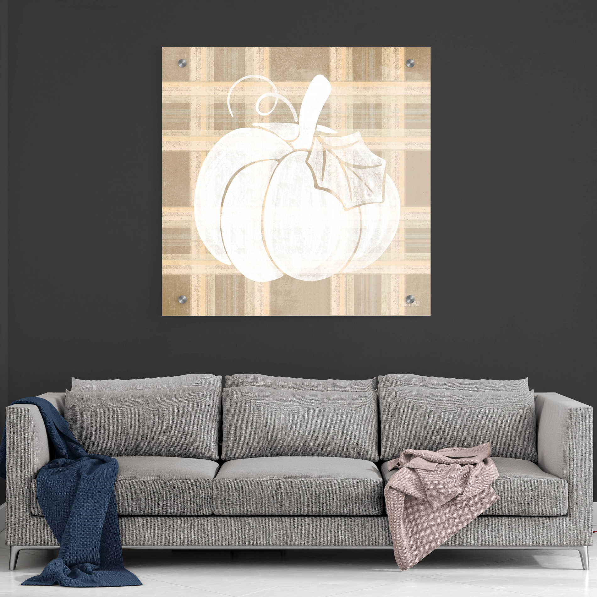 Epic Art 'Plaid Pumpkin II' by House Fenway, Acrylic Glass Wall Art,36x36
