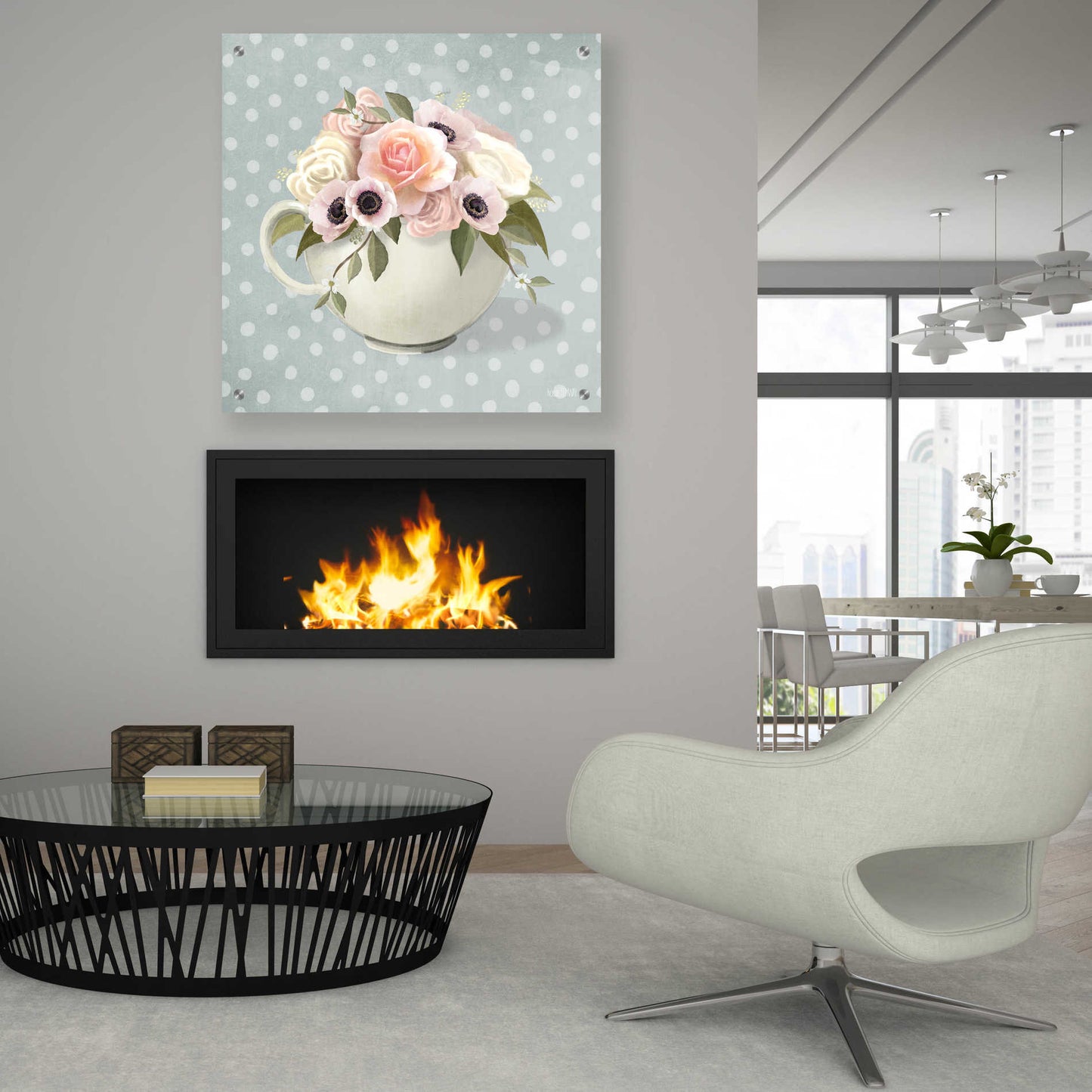 Epic Art 'Polka Dot Coffee-Anemone' by House Fenway, Acrylic Glass Wall Art,36x36