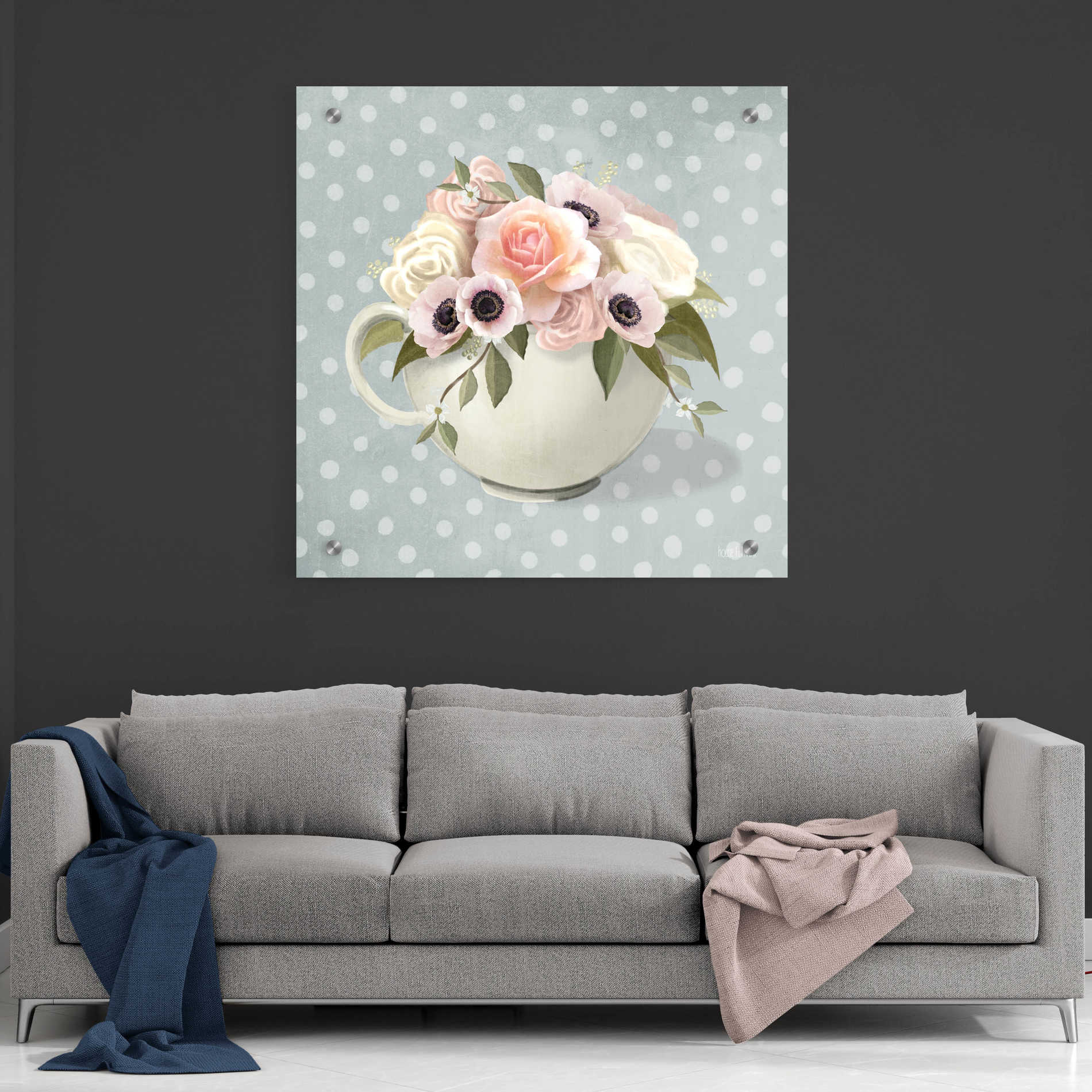 Epic Art 'Polka Dot Coffee-Anemone' by House Fenway, Acrylic Glass Wall Art,36x36