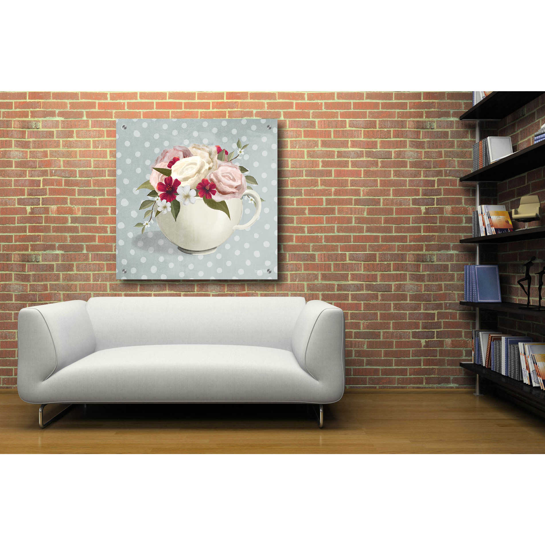 Epic Art 'Polka Dot Coffee-Tea Rose' by House Fenway, Acrylic Glass Wall Art,36x36