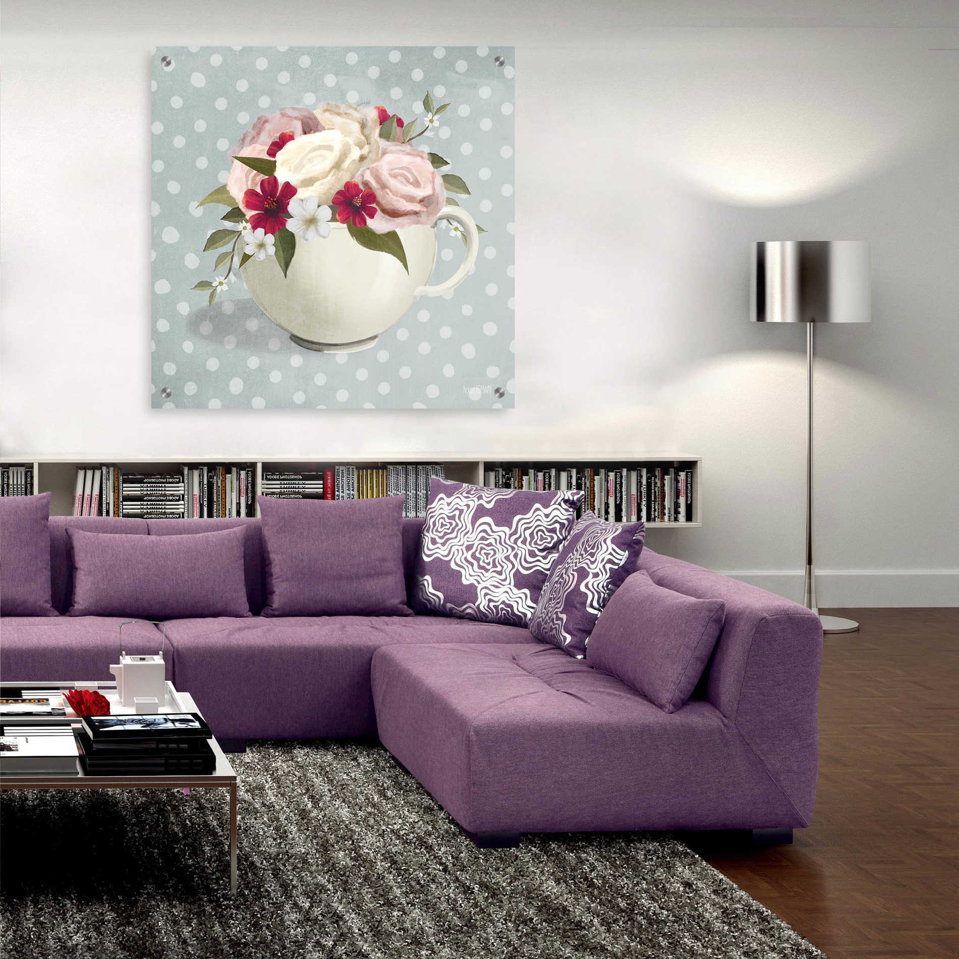 Epic Art 'Polka Dot Coffee-Tea Rose' by House Fenway, Acrylic Glass Wall Art,36x36