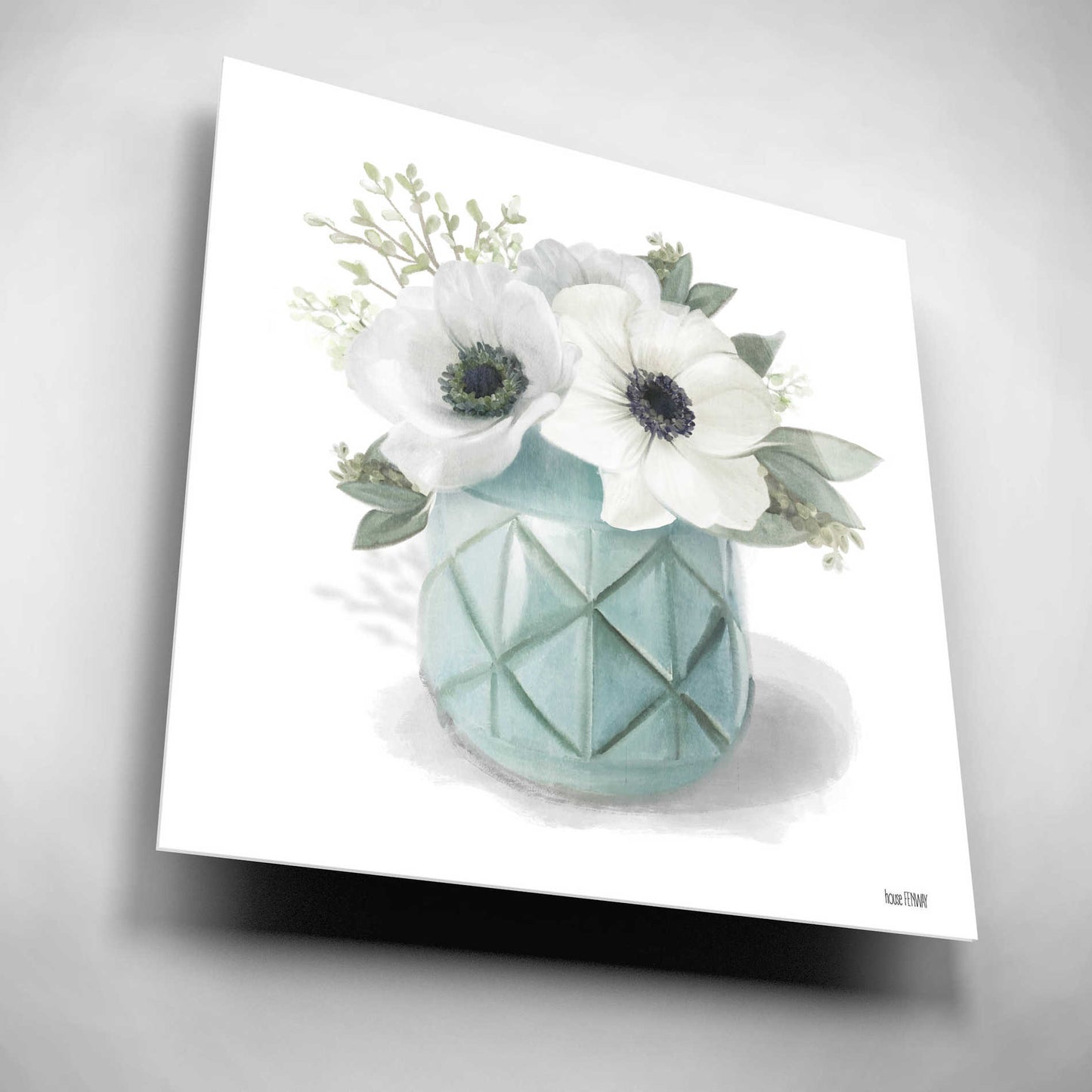 Epic Art 'Winter Anemones-Blue' by House Fenway, Acrylic Glass Wall Art,12x12