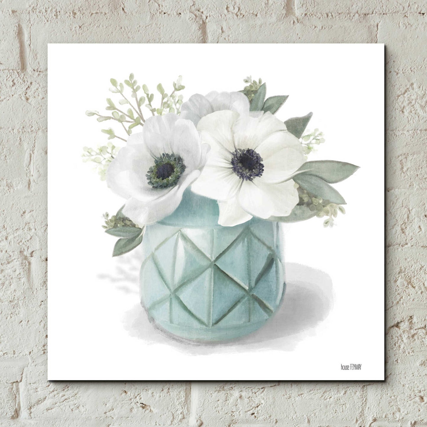 Epic Art 'Winter Anemones-Blue' by House Fenway, Acrylic Glass Wall Art,12x12