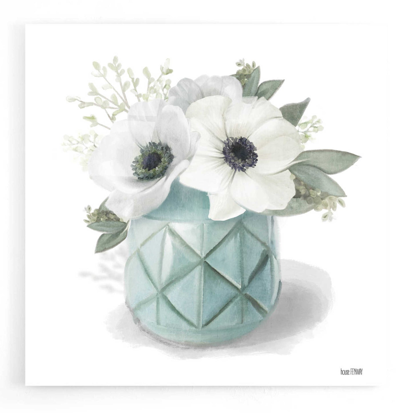 Epic Art 'Winter Anemones-Blue' by House Fenway, Acrylic Glass Wall Art,12x12