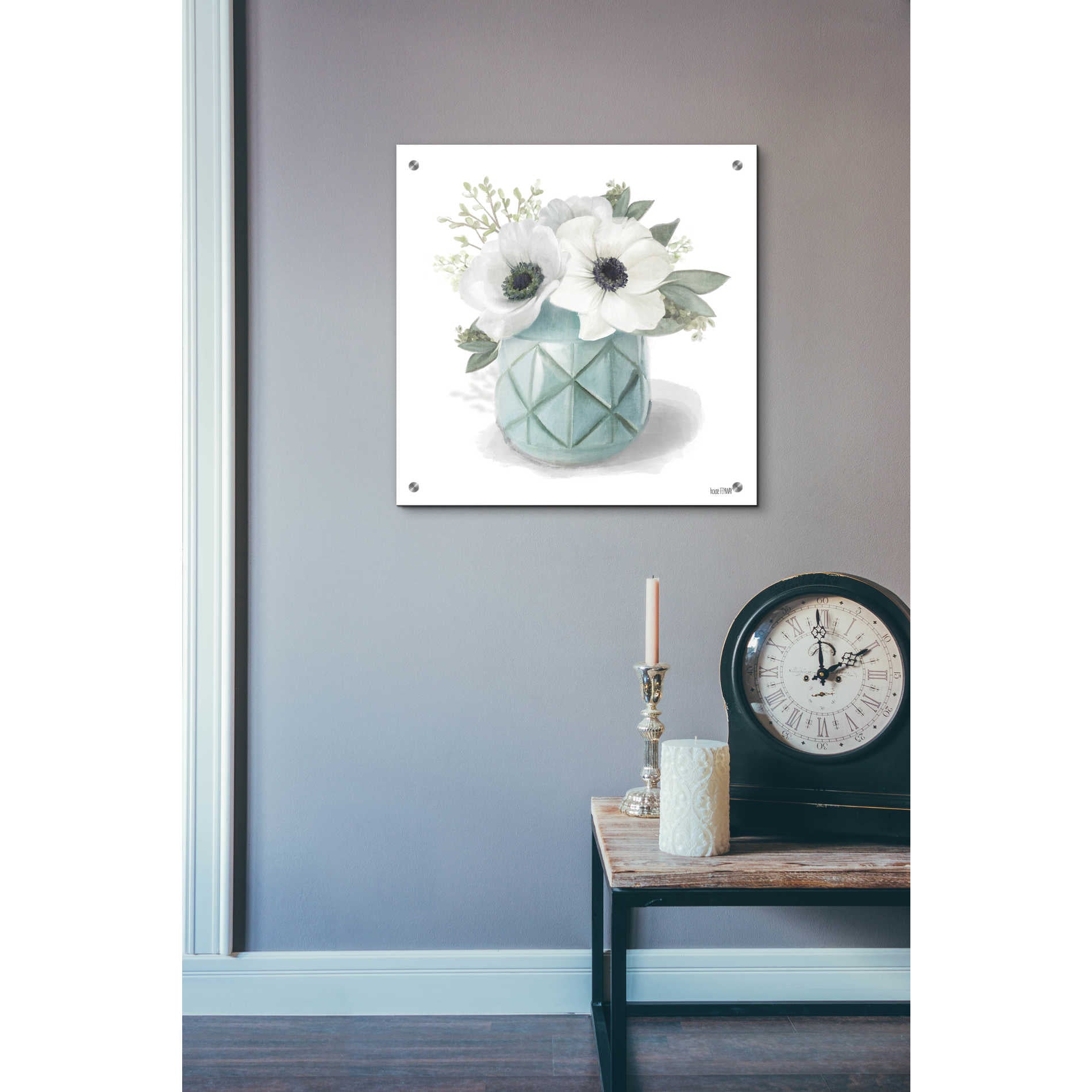 Epic Art 'Winter Anemones-Blue' by House Fenway, Acrylic Glass Wall Art,24x24