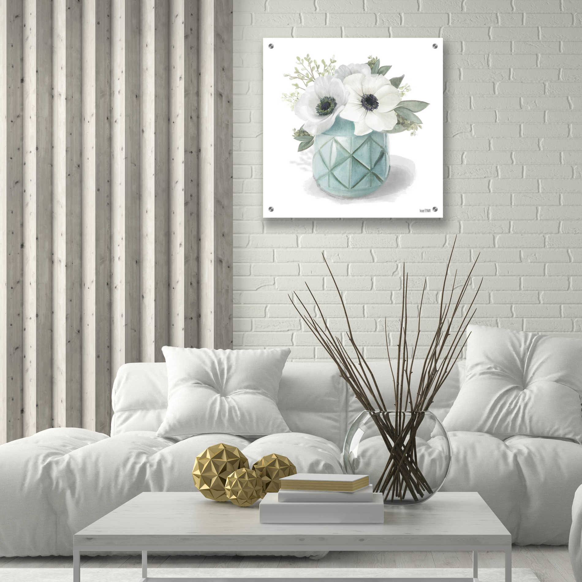 Epic Art 'Winter Anemones-Blue' by House Fenway, Acrylic Glass Wall Art,24x24