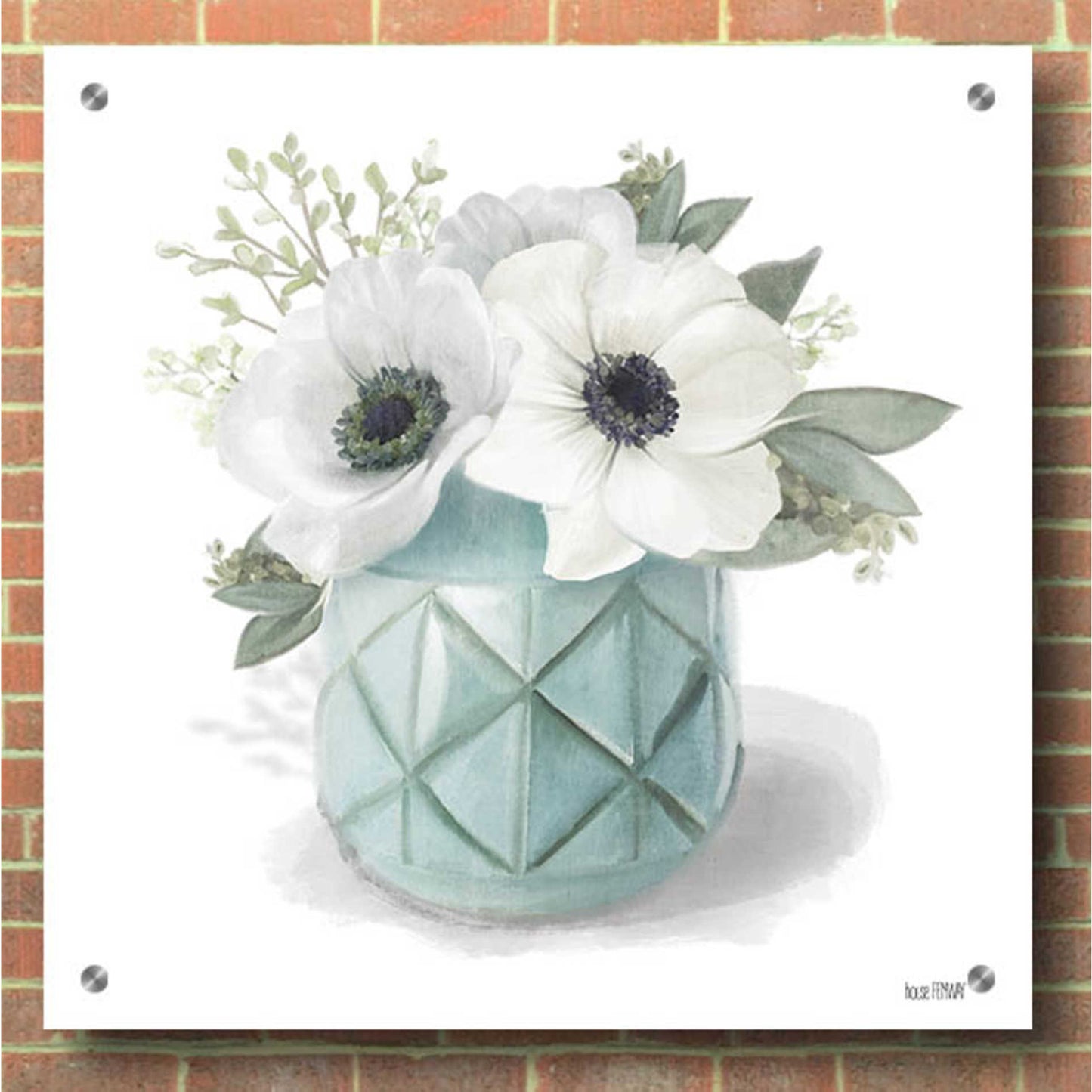 Epic Art 'Winter Anemones-Blue' by House Fenway, Acrylic Glass Wall Art,36x36